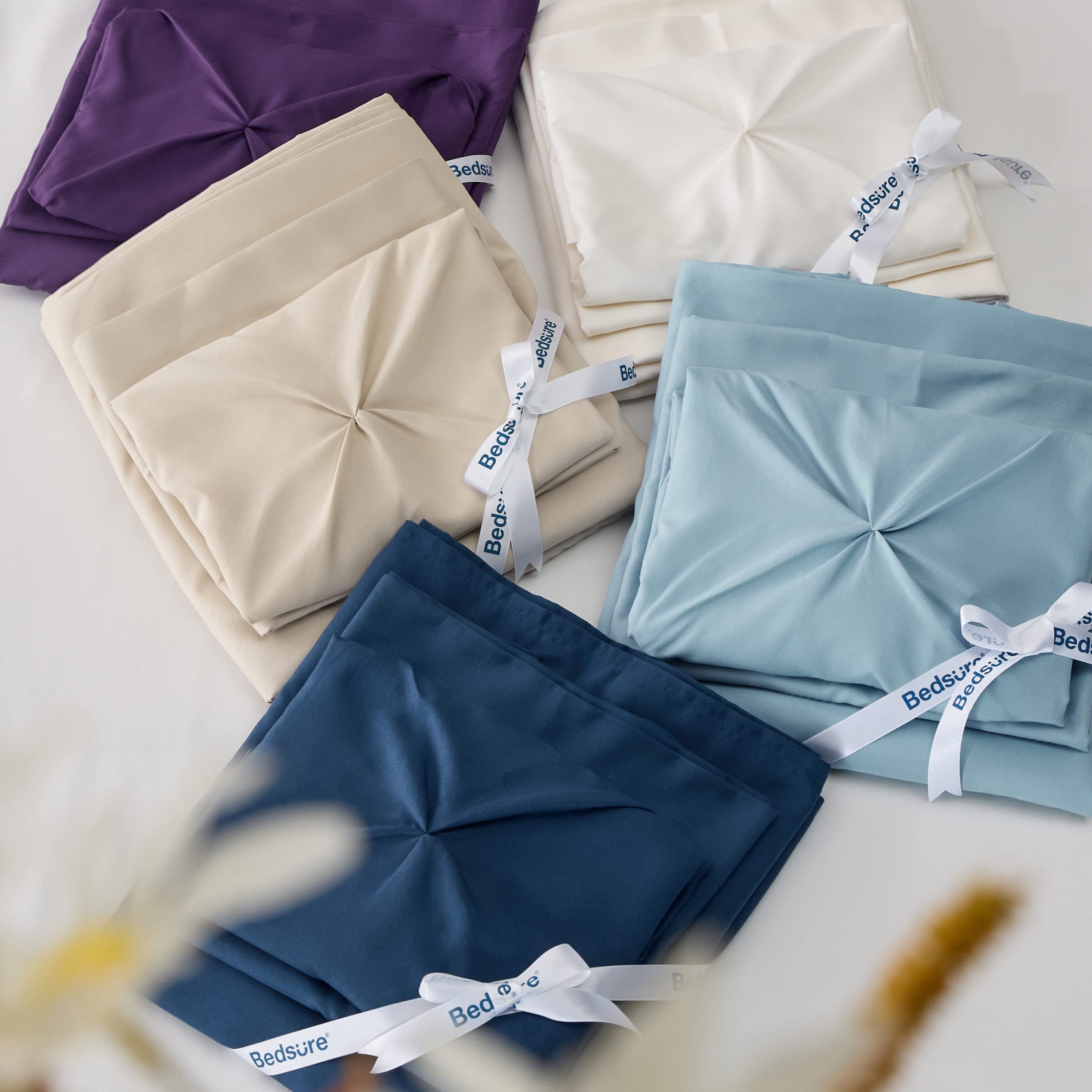 Bedsure King Size Comforter Set - 7 Piece Teal Pinch Pleat Bedding Set with Sheets, Pillowcases & Shams | Ultra Soft GentleSoft™ Pintuck Design | Perfect for Master Bedroom, Guest Room & Gift Giving | Machine Washable Luxury Bed in a Bag
