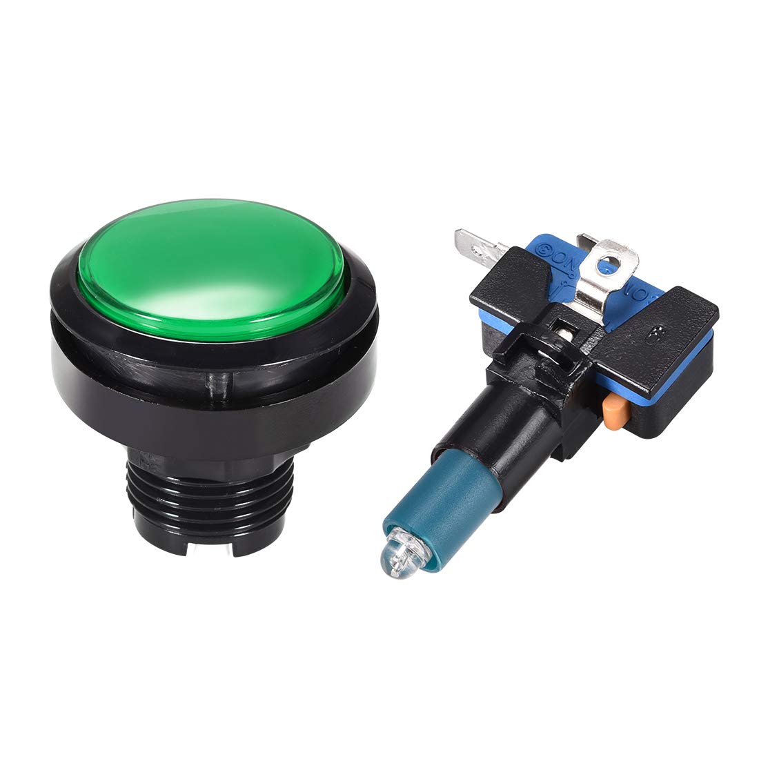 46mm Round 12V LED Illuminated Arcade Push Button Switch with Micro Switch - Green (5 Pack) for Video Games, DIY Arcade Cabinet & Home Gaming Setup