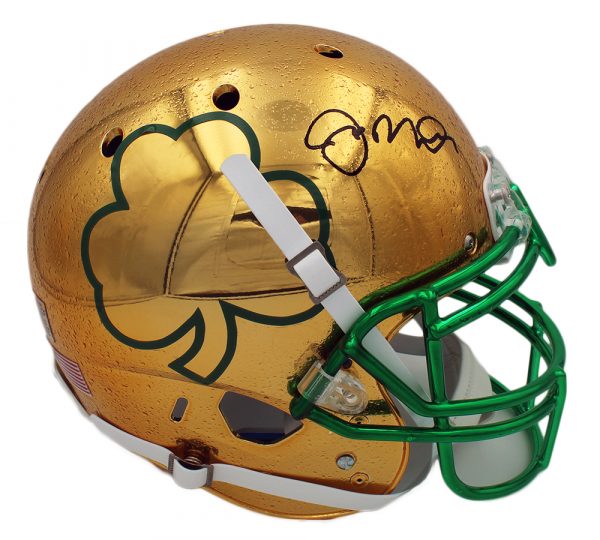 Joe Montana Autographed Notre Dame Fighting Irish Schutt Raindrop 2013 Shamrock Series Football Helmet - Collectible Memorabilia for Sports Fans & Home Decor