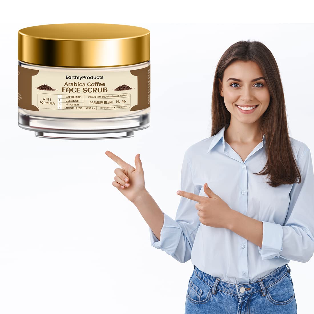 Organic Arabica Coffee Face Scrub - Natural Skin Care for Women, 50g x 3 Pack - Brighten & Smooth Skin for Daily Use