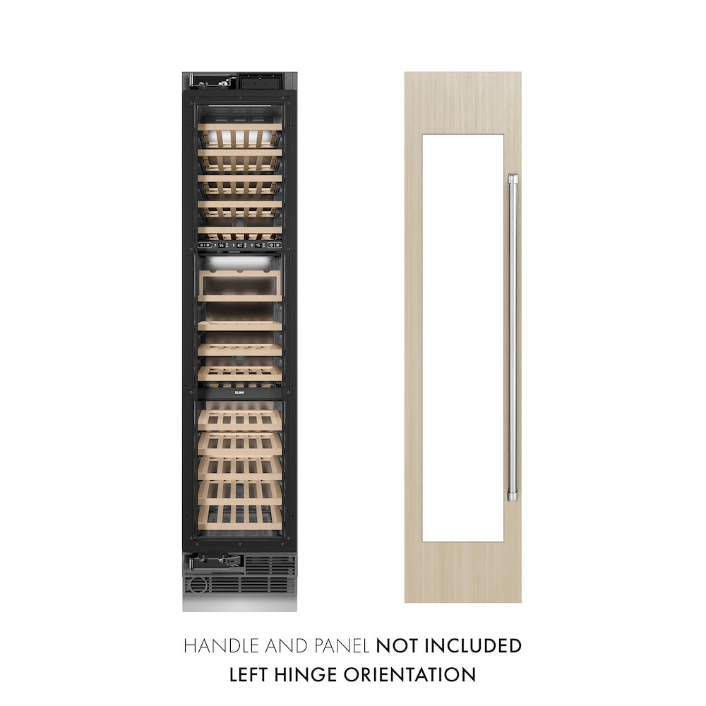 ZLINE 18-Inch 9.0 cu.ft Triple Zone 68-Bottle Panel Ready Left Hinge Column Wine Cooler (RBCWVL 18) - Perfect for Home Bars, Wine Cellars, and Entertaining Spaces