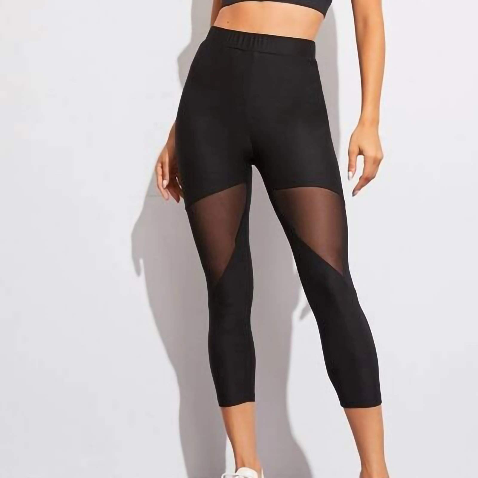 Boho Leggings for Women - High Waist Mesh Yoga Pants with Stretch, Stitched Running Capris - Perfect for Yoga, Running, Gym & Casual Wear