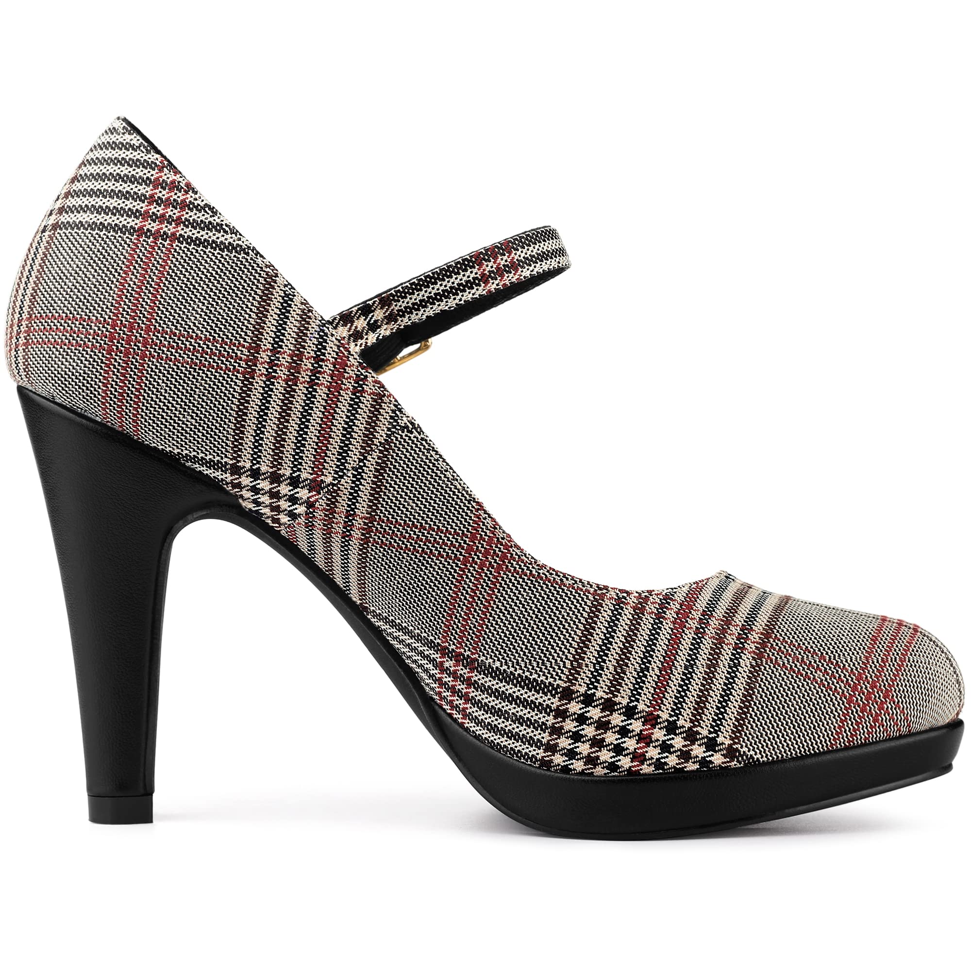 Allegra K Women's Houndstooth Print Platform Stiletto Heels Mary Jane Pumps - Stylish Dress Shoes for Work, Party & Evening Occasions