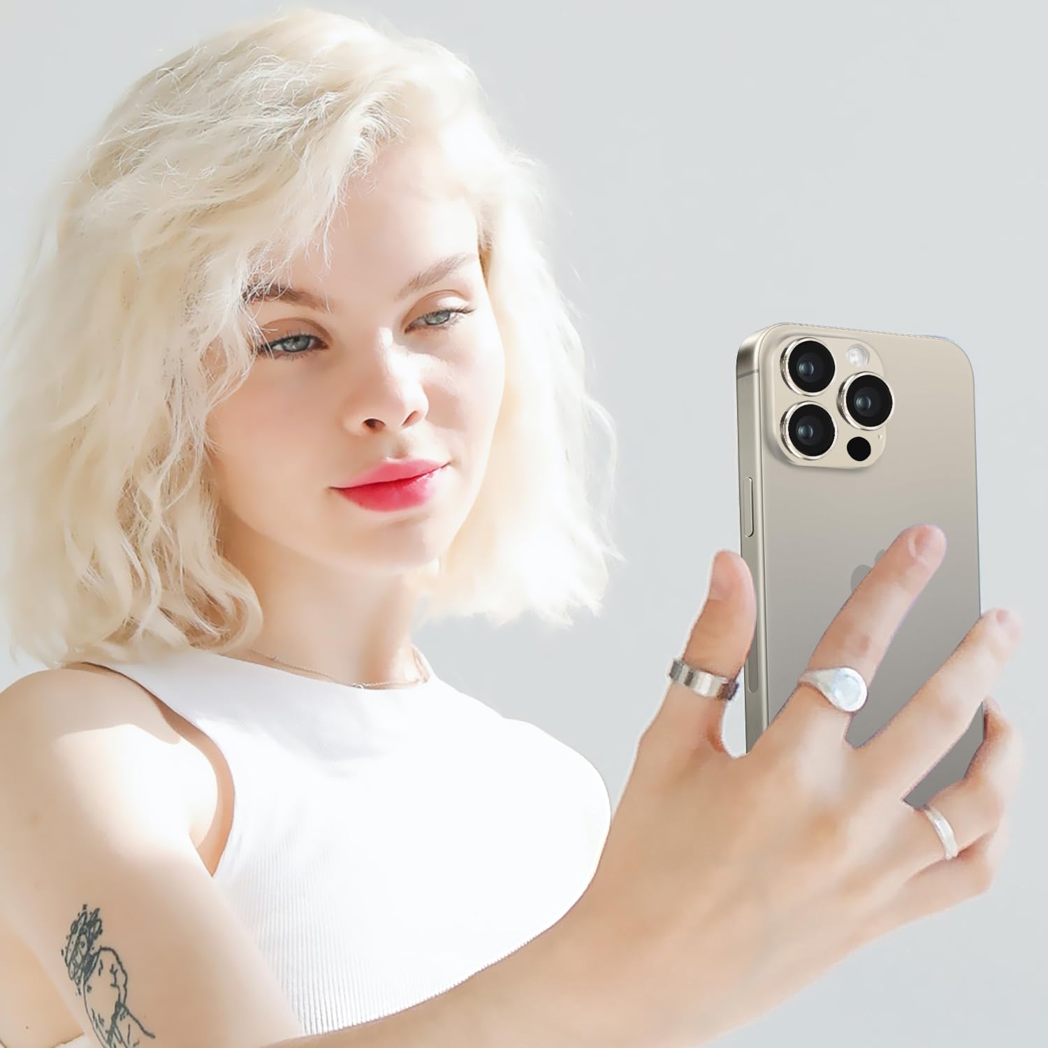 Premium Tempered Glass Camera Lens Protector for iPhone 15 Pro & Pro Max - Anti-Scratch, Full Coverage, Case-Friendly (Natural Titanium) | Perfect for Travel, Outdoor Adventures & Daily Protection