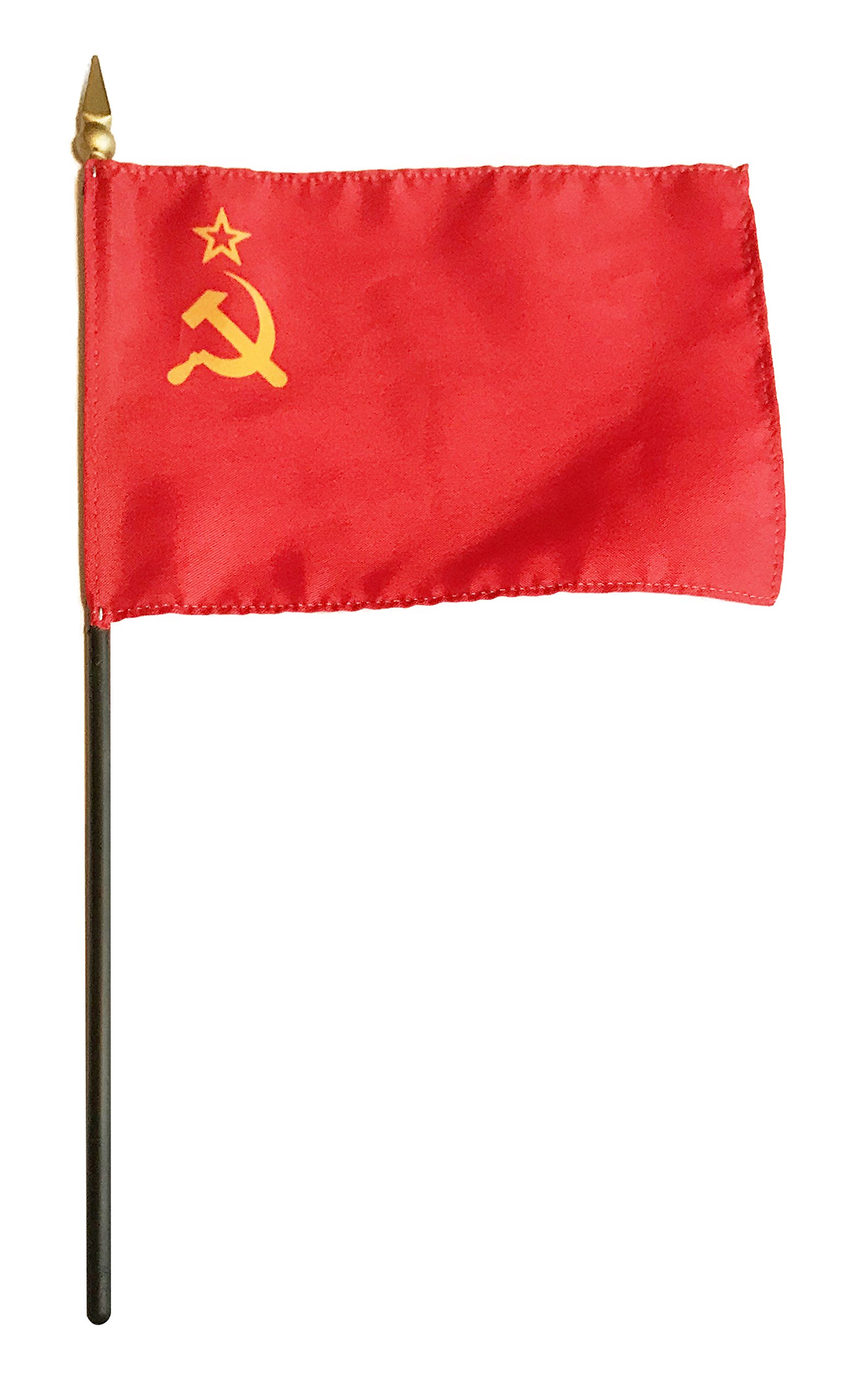 4x6 Inches Mini USSR Flag - Small Polyester Desk Banner with Stick for Home, Office & Historical Displays (1-Pack, Soviet Union Socialist Republics)