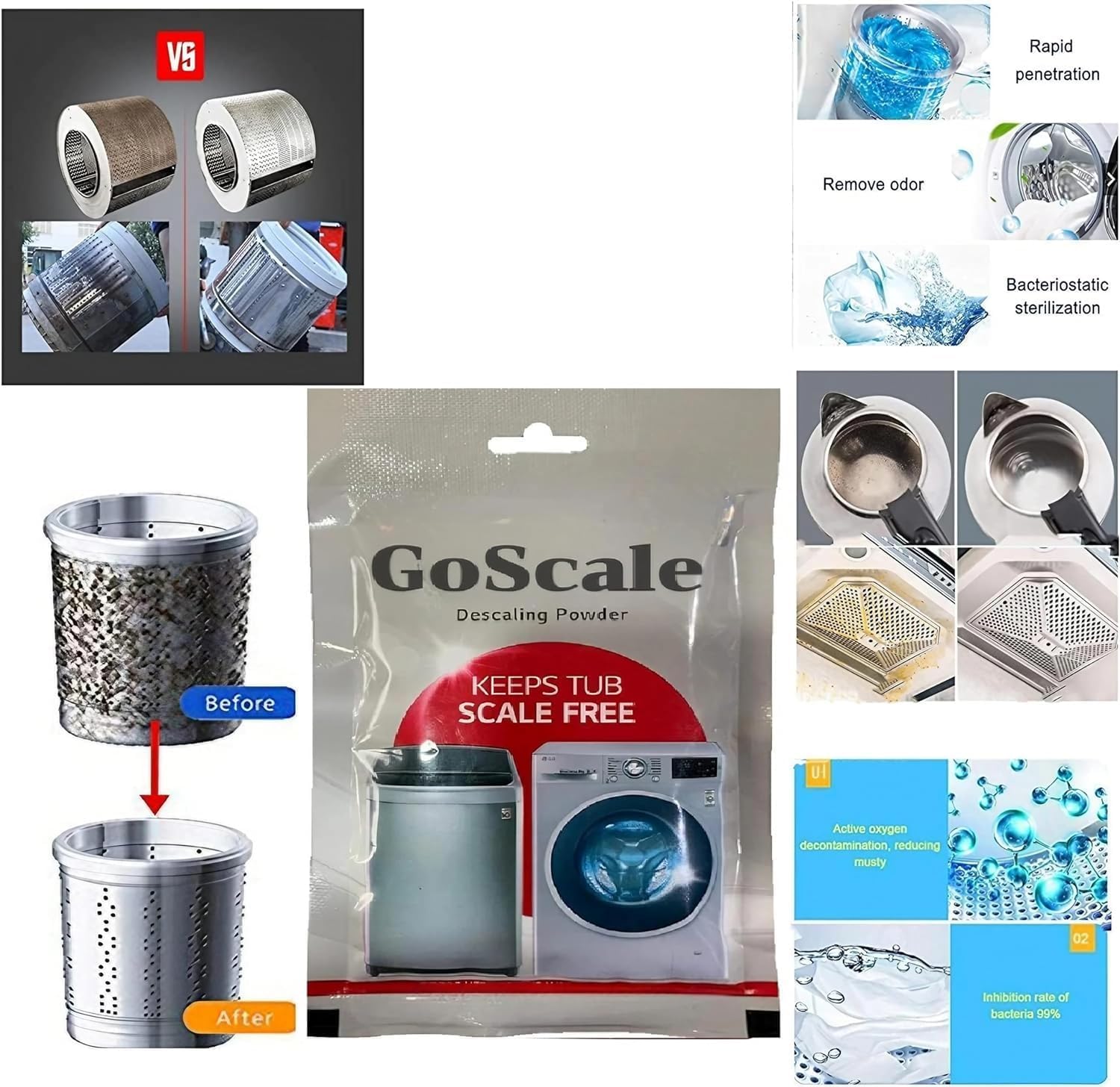 **LG Washing Machine Descaler Powder - Compatible with Front Load & Top Load Models, 100g (Pack of 15) - Deep Clean Drum, Remove Limescale & Odors - Ideal for Laundry Maintenance & Appliance Care**