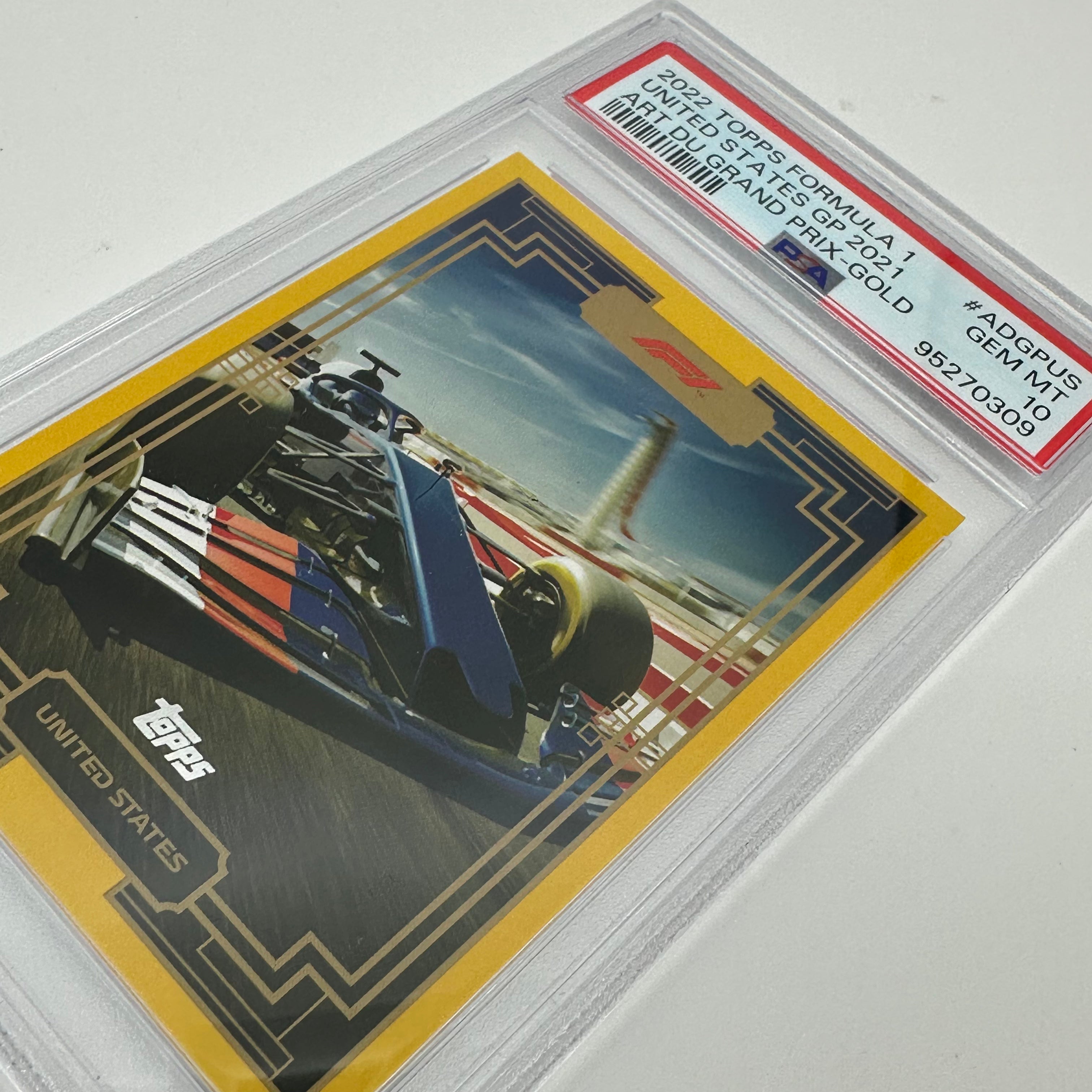 2022 Topps Formula 1 PSA 10 Art Du Grand Prix #ADGPUS Gold Card 16/50 - Rare Collectible for F1 Fans, Racing Memorabilia Display & Investment