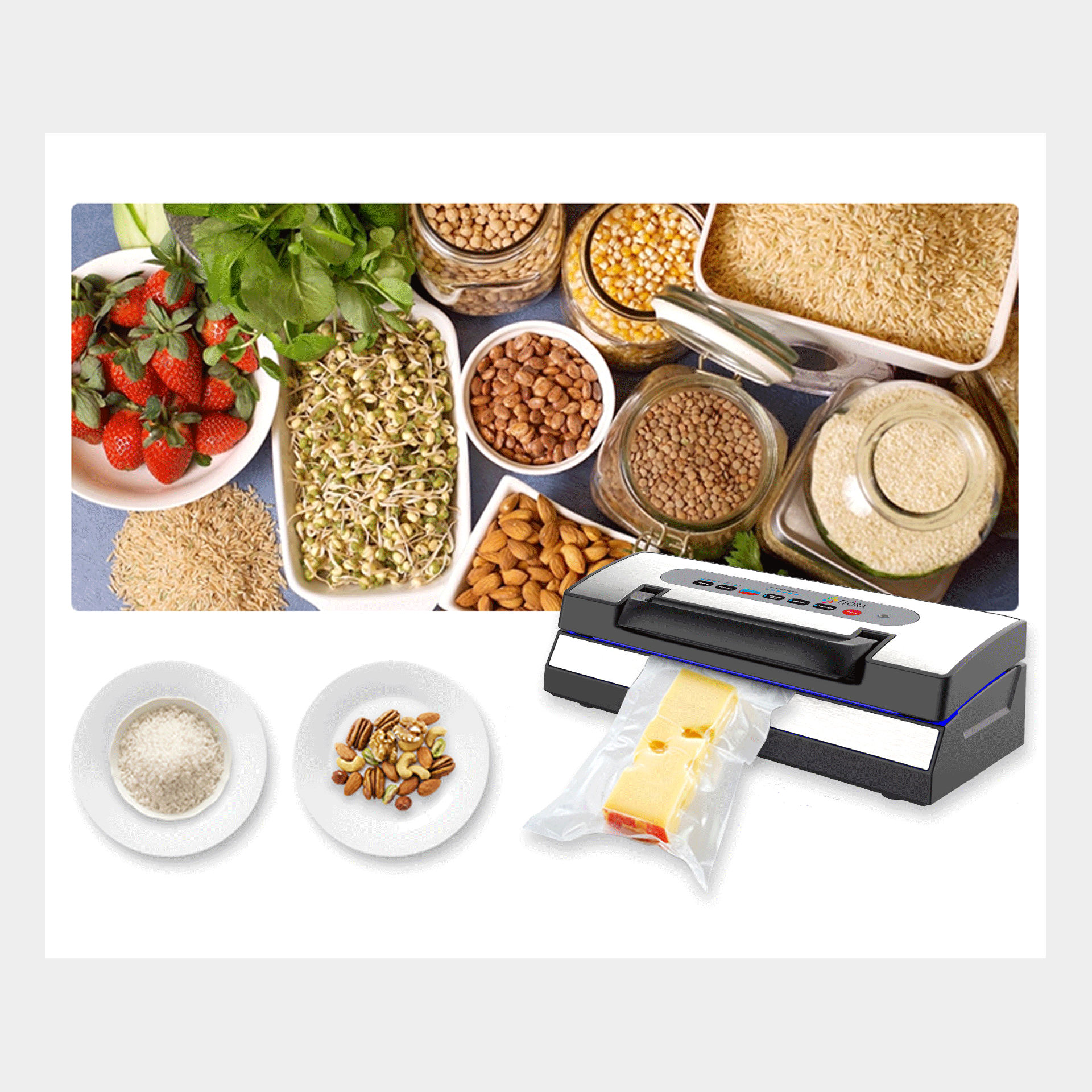 Flora Heavy Duty Commercial Food Vacuum Sealer Machine with 6m Bag Roll - FL FVS 5188 | Perfect for Restaurant, Deli & Home Food Storage | AU Stock