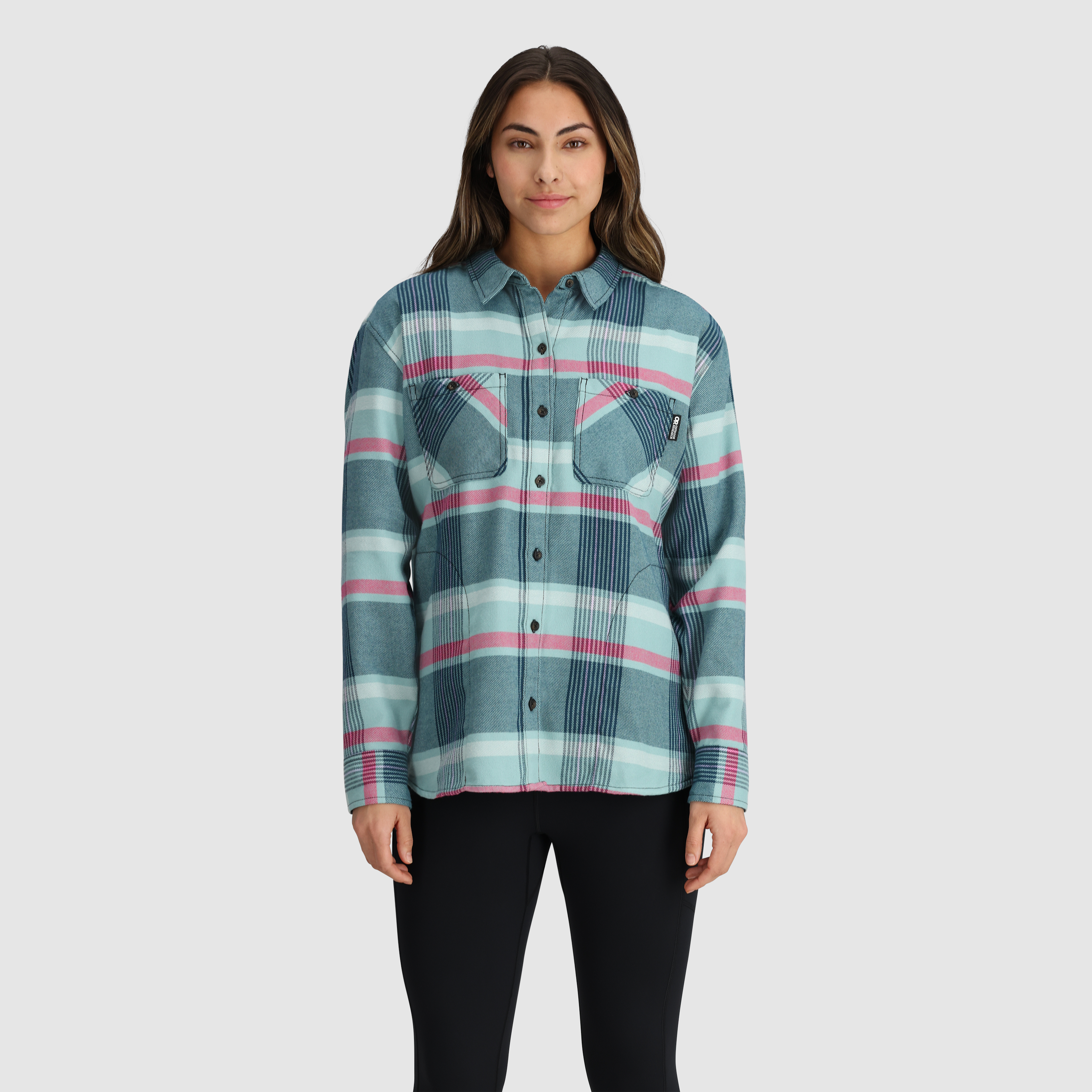 Women's Soft Flannel Twill Shirt - Comfortable Long Sleeve Plaid Button Down Top for Casual Wear & Outdoor Activities