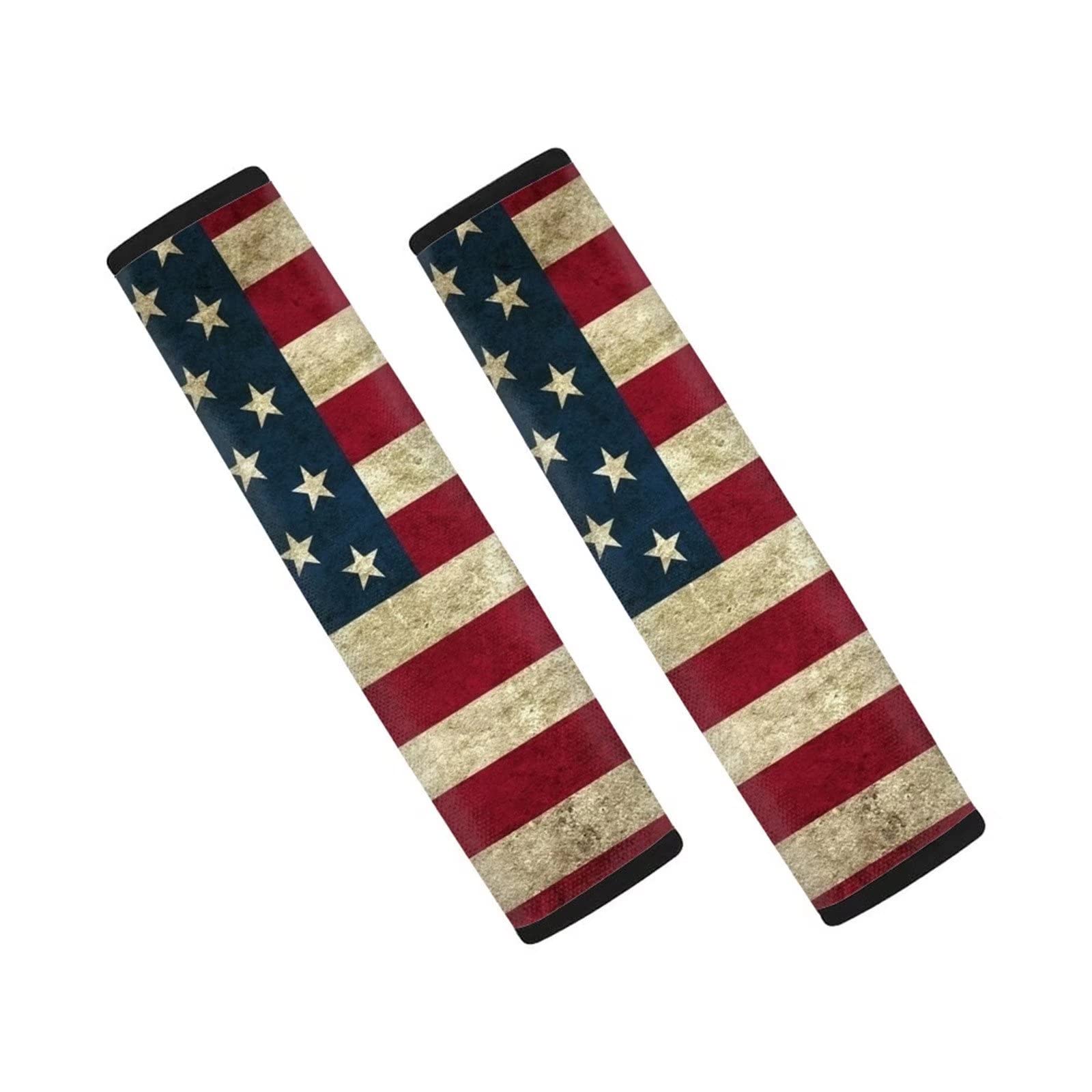 Buybai 4th of July Patriotic Car Seat Belt Pad Cover Kit - 2-Pack Soft Safety Seatbelt Shoulder Pads for Men & Women - Comfortable Vehicle Accessories for Road Trips, Commuting and Travel