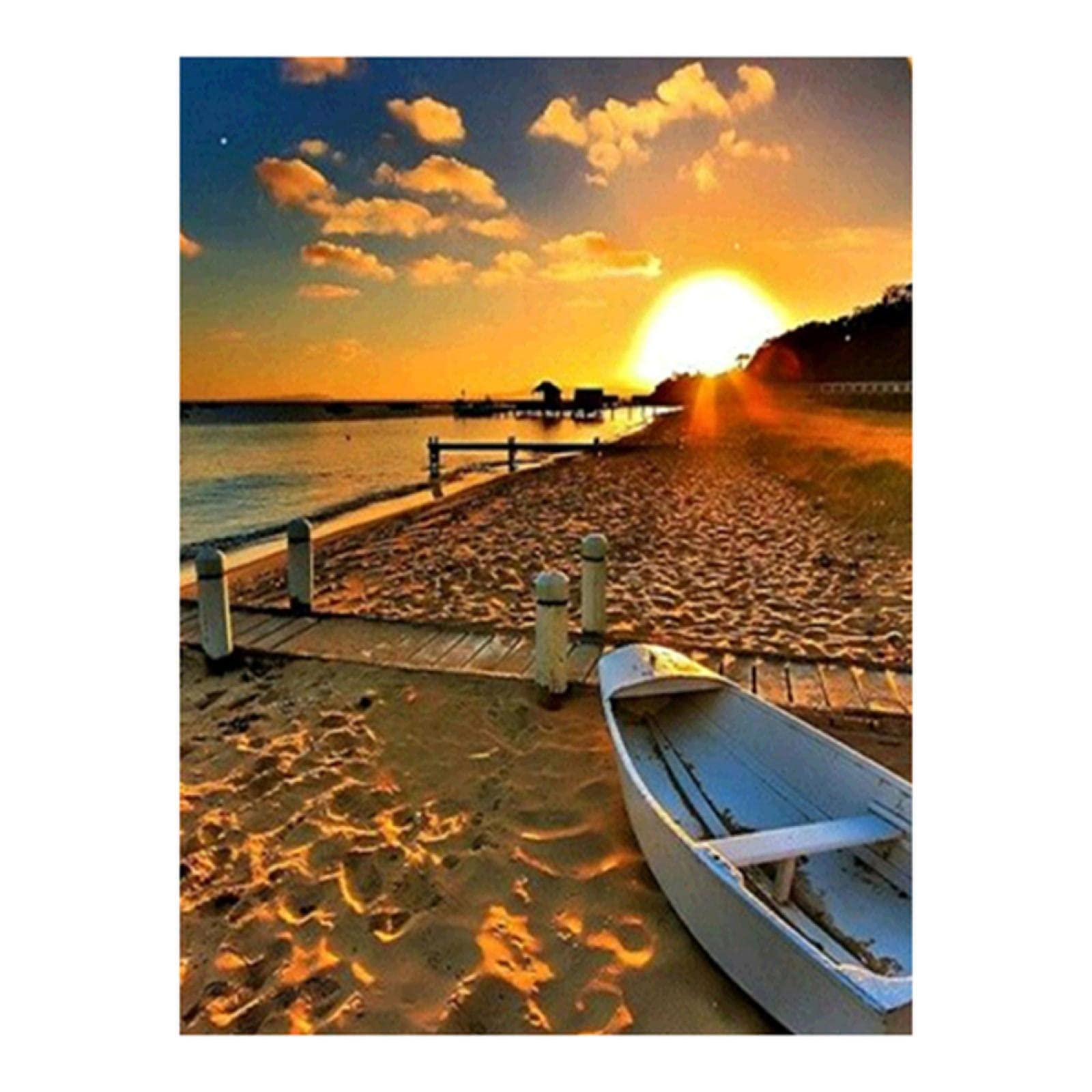 5D DIY Diamond Painting Kits for Adults - UK Sunrise Beach Canvas Art, Full Drill Cross Stitch Embroidery Kit, Round Diamond Art Craft (100x120cm) for Home Wall Decor, Relaxation Therapy & Perfect Gift for Christmas, Birthday, Children's Day