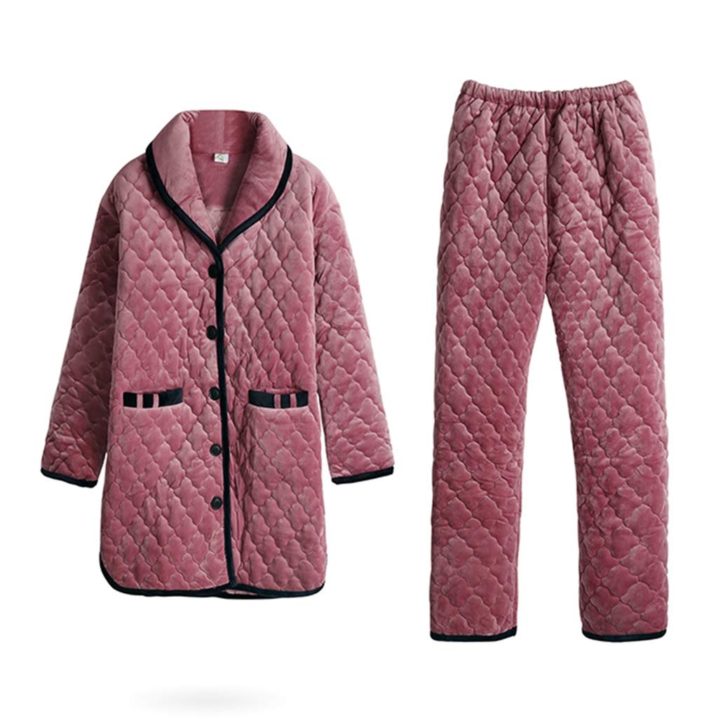 Women's Winter Warm Coral Velvet Quilted Long Nightgown & Sleepshirt Pajama Set - Korean Style Homewear, Best Gift for Christmas (Red, Size M) | Cozy Loungewear for Sleepovers, Relaxing at Home & Holiday Gifting