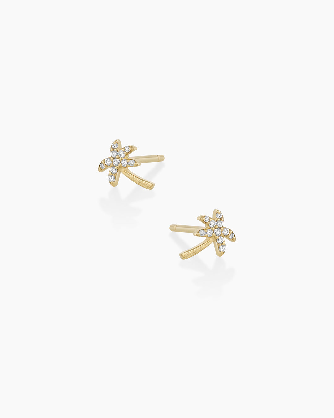 Diamond Palm Studs Earrings for Women - 14K Gold Plated Elegant Jewelry for Parties, Weddings & Everyday Wear