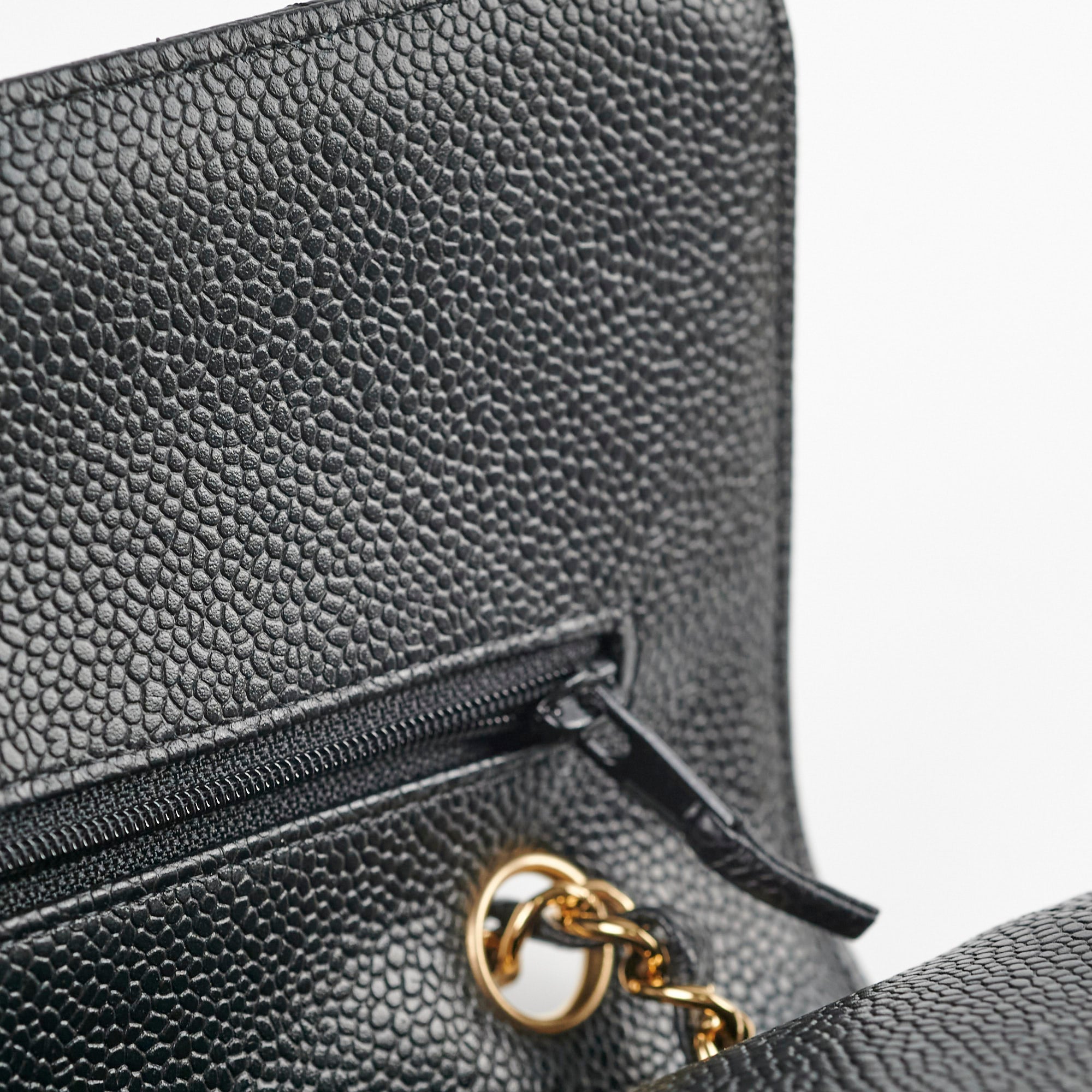 Chanel Medium/Large Double Classic Flap Bag in Black Caviar Leather - 31 Series | Luxury Handbag for Women, Perfect for Work, Evening Events & Everyday Use