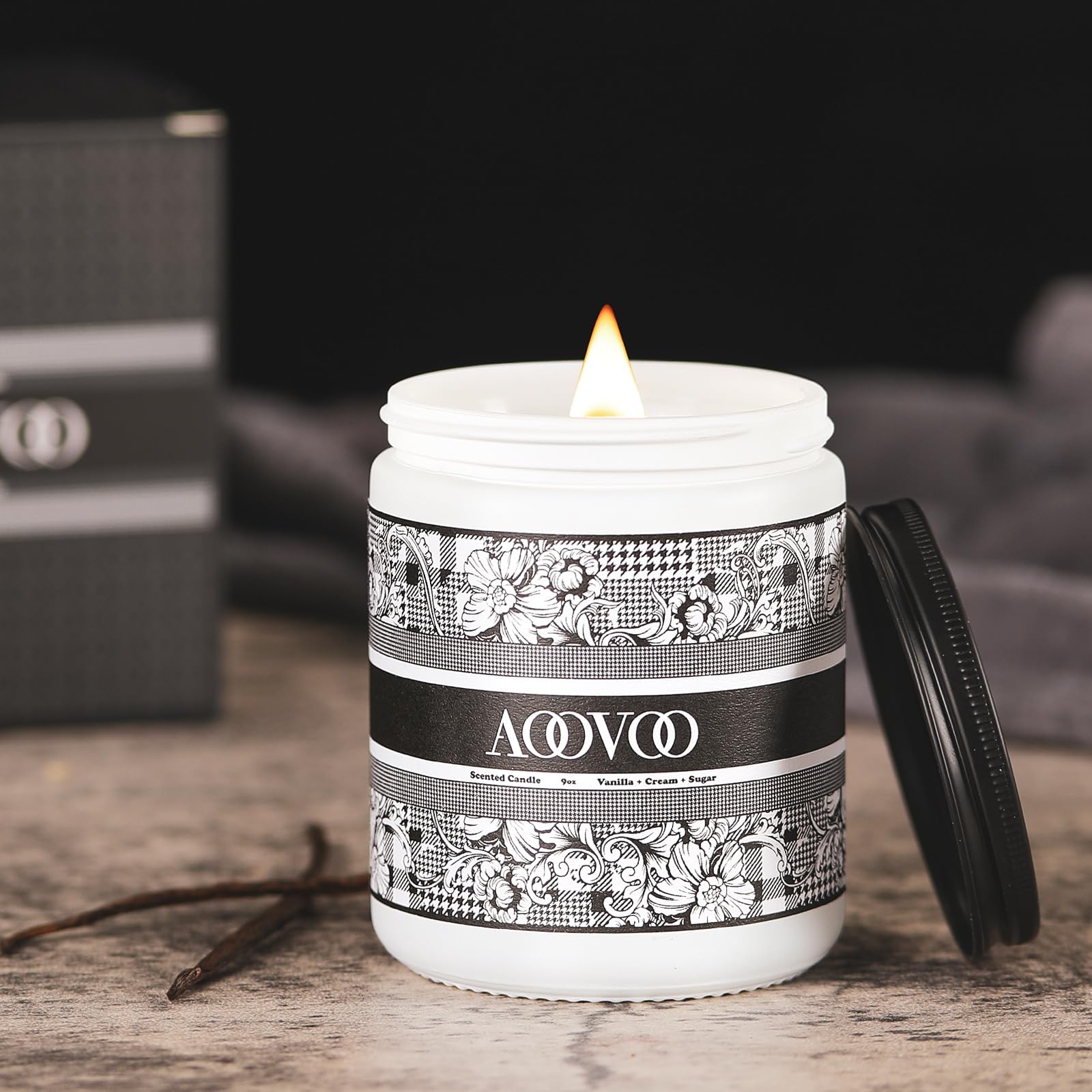 AOOVOO Wood Wick Scented Candles - Vanilla & Cream Soy Candles for Relaxation & Gifts