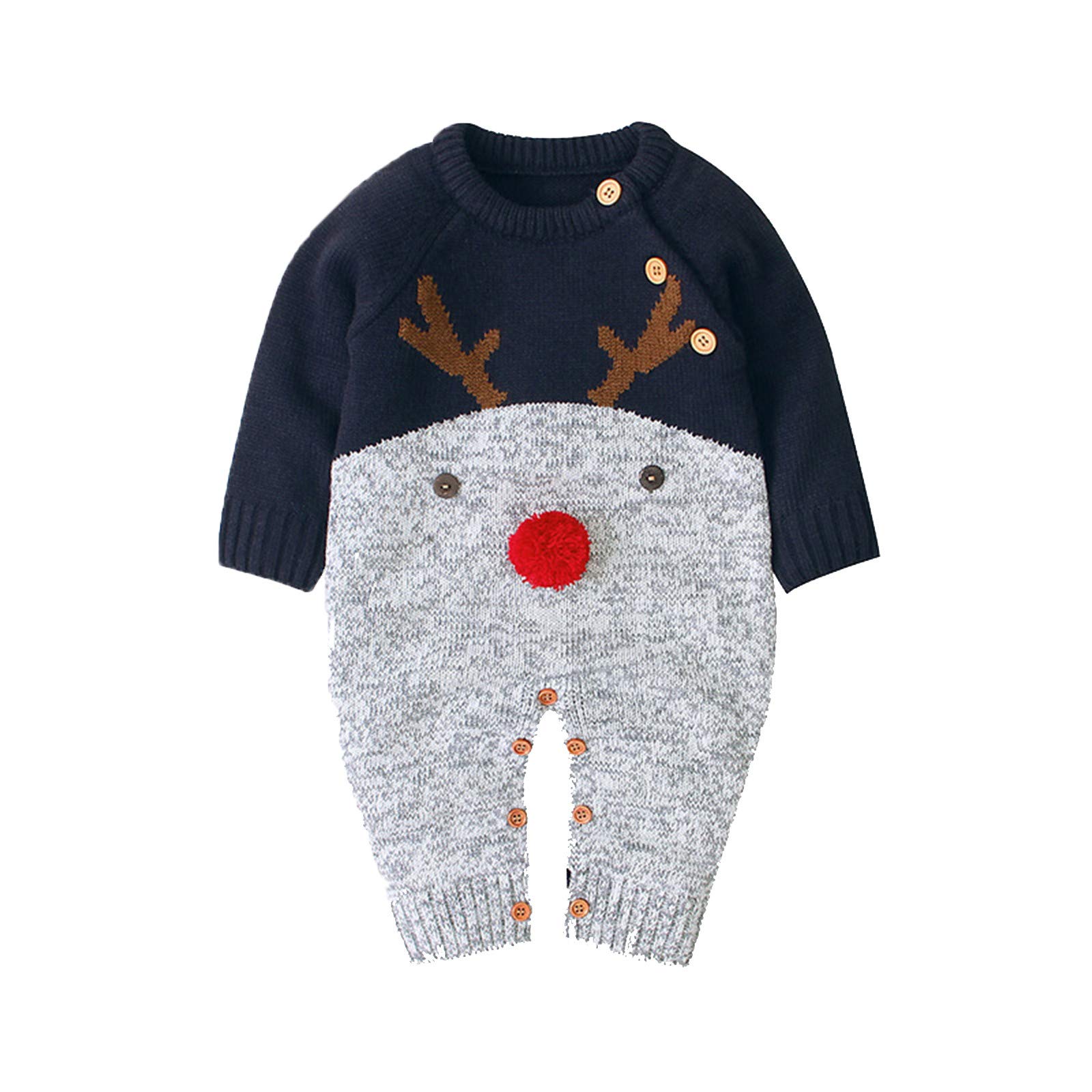 Baby Girl Christmas Sweater Jumpsuit - Newborn Infant Santa Cartoon Plush Romper - Xmas Knit Outfit for Holiday Photos & Family Gatherings