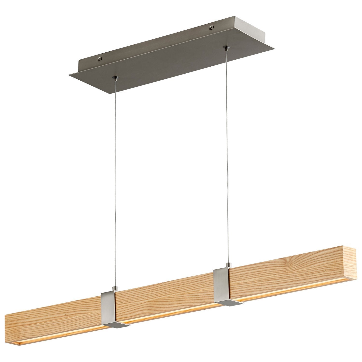 Oxygen Decca 3 36 5224 Modern Pendant Light Fixture in Satin Nickel with White Oak Shade - Perfect for Dining Room, Kitchen Island, and Contemporary Home Decor