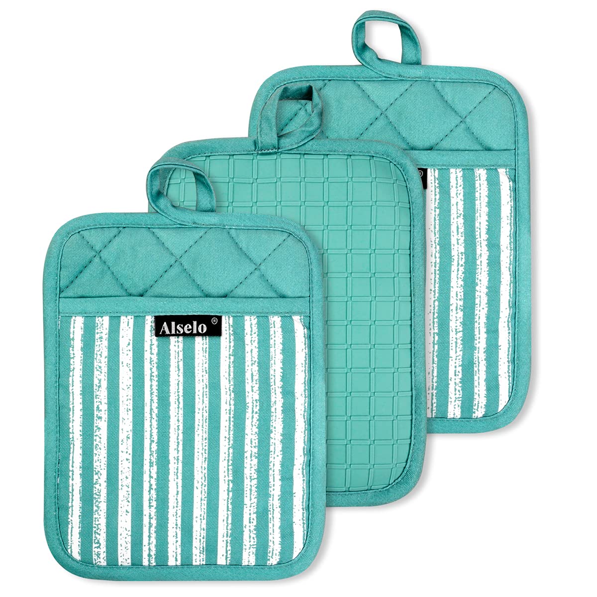 Heat Resistant Silicone Pot Holders Set of 3 - Non-Slip Oven Mitts with Pockets for Cooking, Baking & BBQ - Perfect for Kitchen, Grilling & Hot Dish Handling