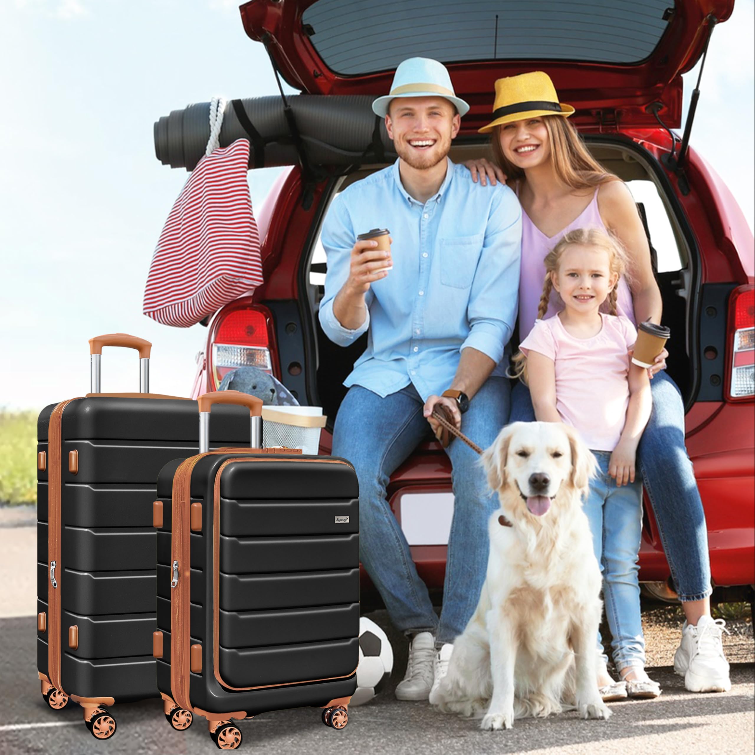 SmileLine 3-Piece Lightweight Hardside Luggage Set with TSA Lock & Spinner Wheels - 20