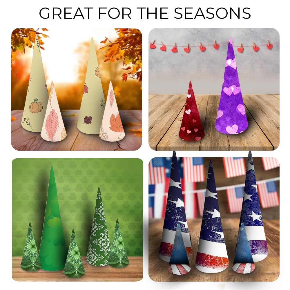 16-Piece Paper Mache Craft Cones Set - Open Bottom Cardboard Cones for DIY Gnomes, Ornaments & Tree Decorations (4 Sizes: 13.75x5