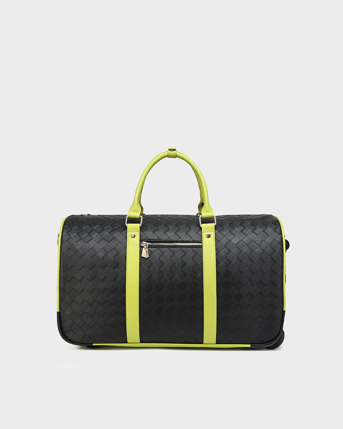 Bodega Rolling Duffle Bag - Black & Slyme Waterproof Travel Luggage for Gym, Sports, Weekend Getaways & Business Trips