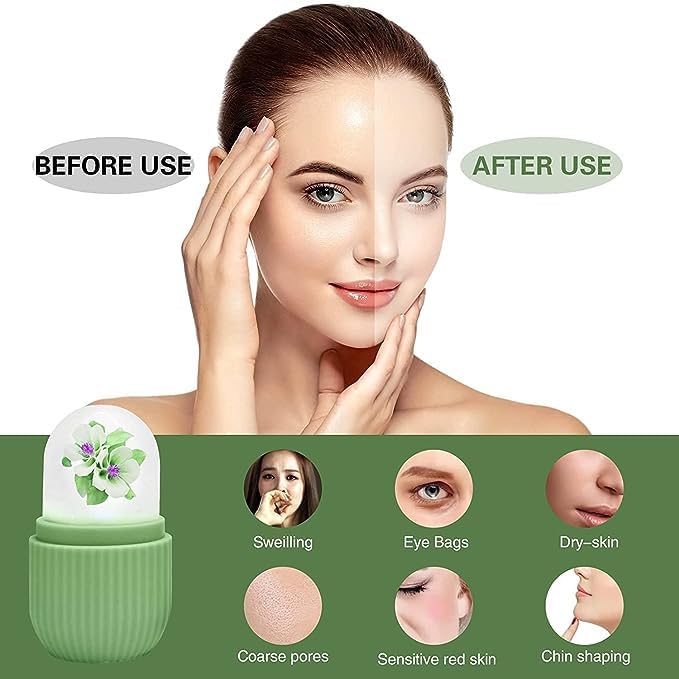 ShopiMoz Ice Roller for Face Massage - Cooling Facial Roller for Puffy Eyes & Glowing Skin - Reusable & Unbreakable Ice Cube Roller for Men & Women - Perfect for Morning Routine & Post-Workout Recovery