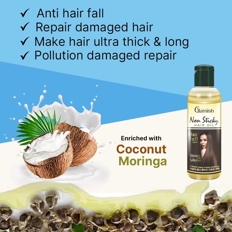 Glarnish Non-Sticky Hair Oil for Shiny Strong Hair - 100ml | Natural Hair Growth Treatment for Dry Damaged Hair | Perfect for Daily Use, Styling & Scalp Care