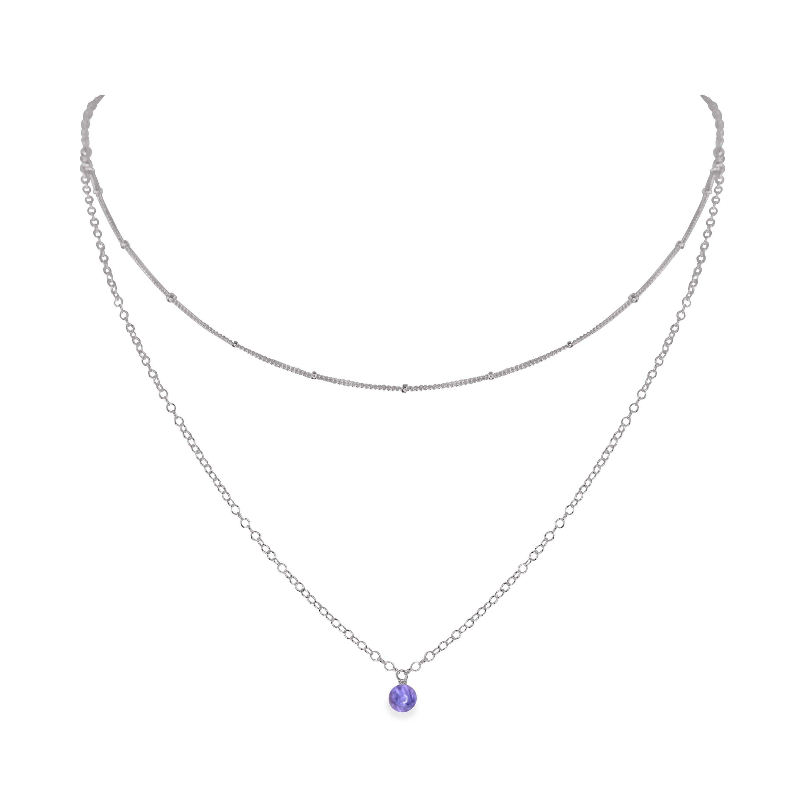 Tanzanite Gemstone Layered Choker Necklace for Women - Elegant Dainty Chain Jewelry for Party, Wedding & Everyday Wear
