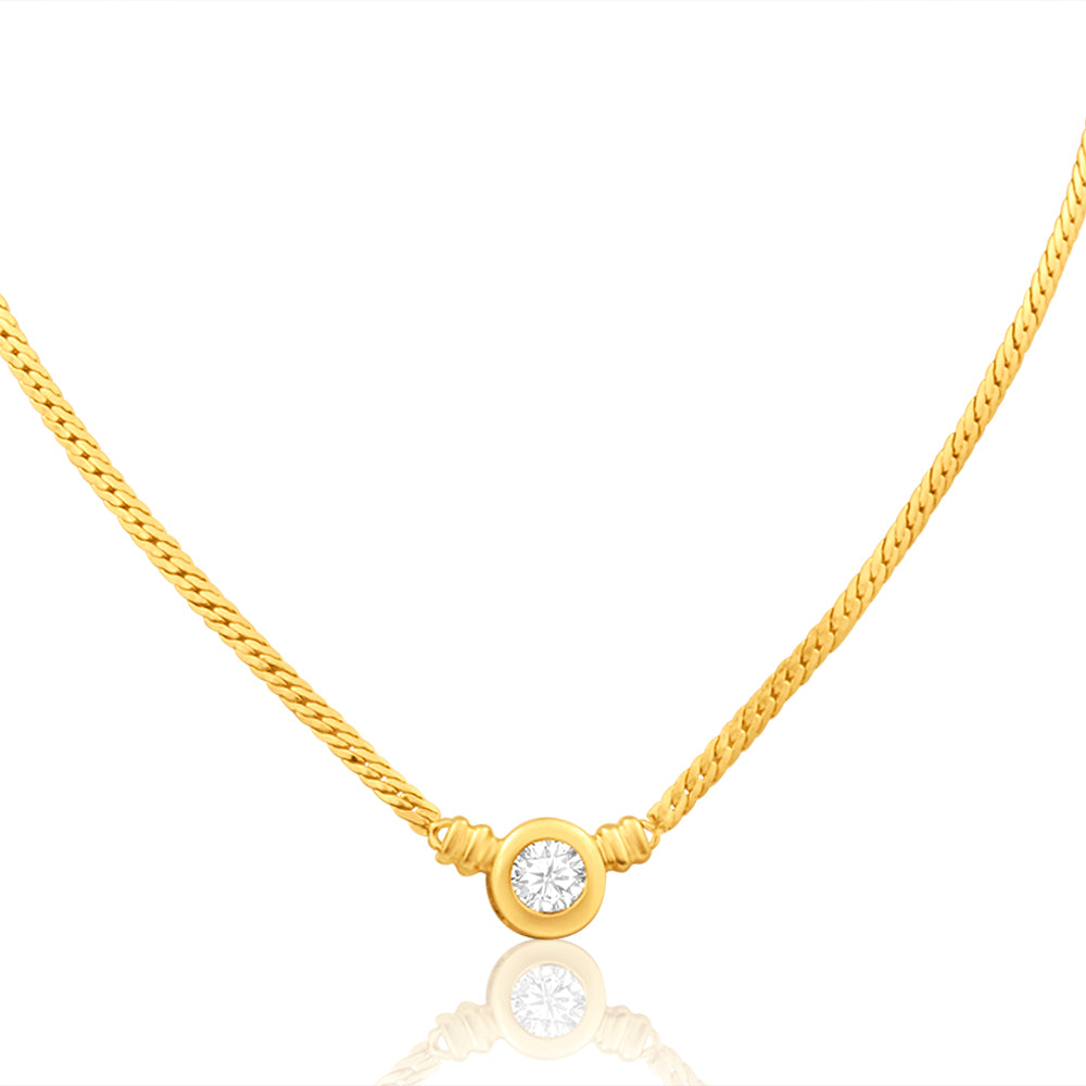 9ct Yellow Gold Cubic Zirconia Chain Necklace for Women - Elegant Layering Jewelry for Everyday Wear & Special Occasions