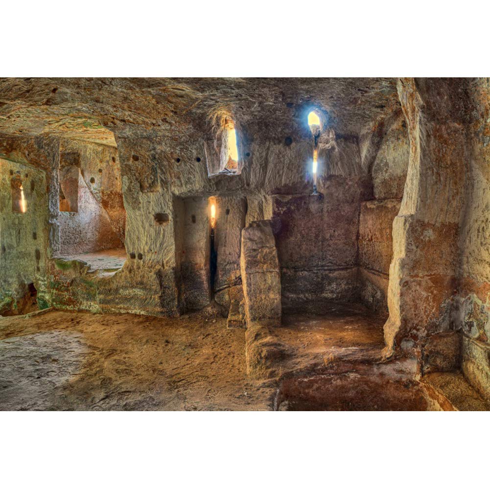 CSFOTO 15x10ft Cave Photography Backdrop - Stone Castle Medieval Dungeon Background for Funeral, Nativity Scene, Bible Story & Ancient Wall Old House Photo Shoots | Perfect for Halloween, Theater Plays, Renaissance Fairs & Themed Events
