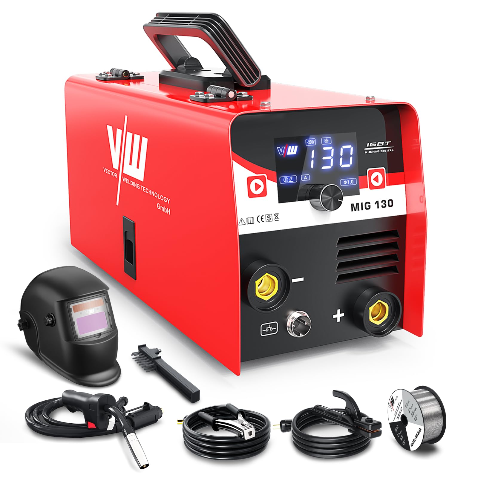130A MIG Welder for Beginners - IGBT Inverter Wire Feed Welding Machine with Welding Helmet & Electrode Welding Function | Home DIY, Auto Repair, Metal Fabrication Projects