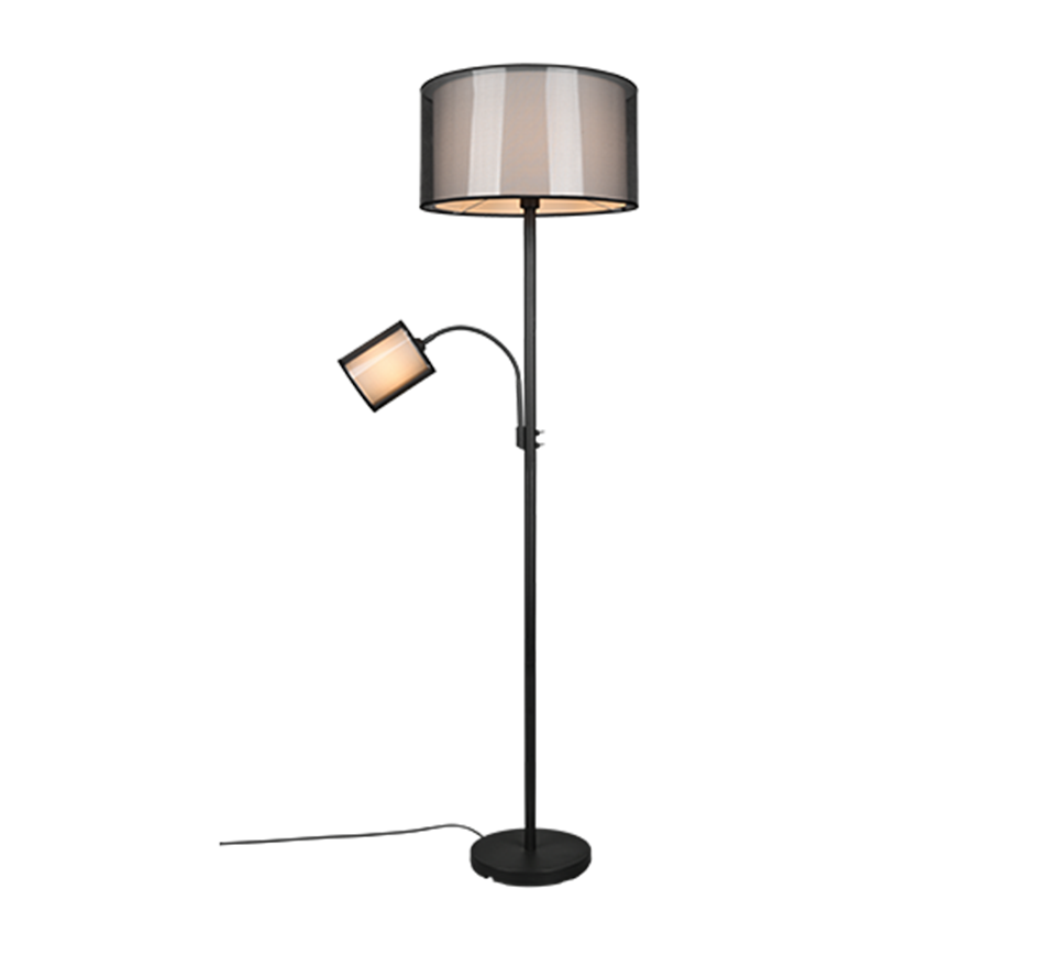 Burton Task Floor Lamp with Adjustable Reading Light - Black - Perfect for Home Office, Study Room & Bedside Lighting