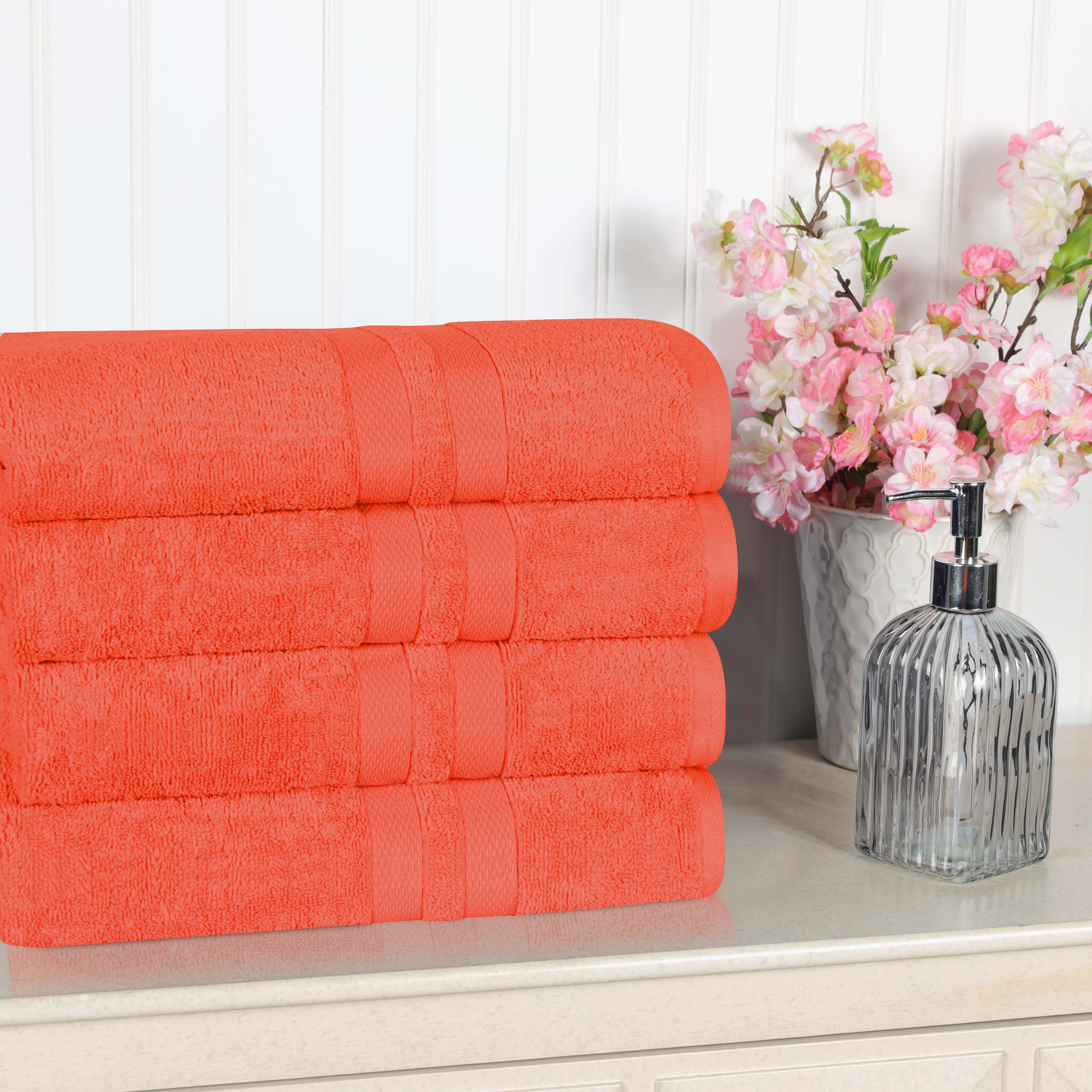 Premium Ultra Soft 100% Cotton Bath Towels Set of 4 - Highly Absorbent, Quick-Drying, Solid Color Bath & Beach Towels for Spa, Gym, Pool, and Home Use