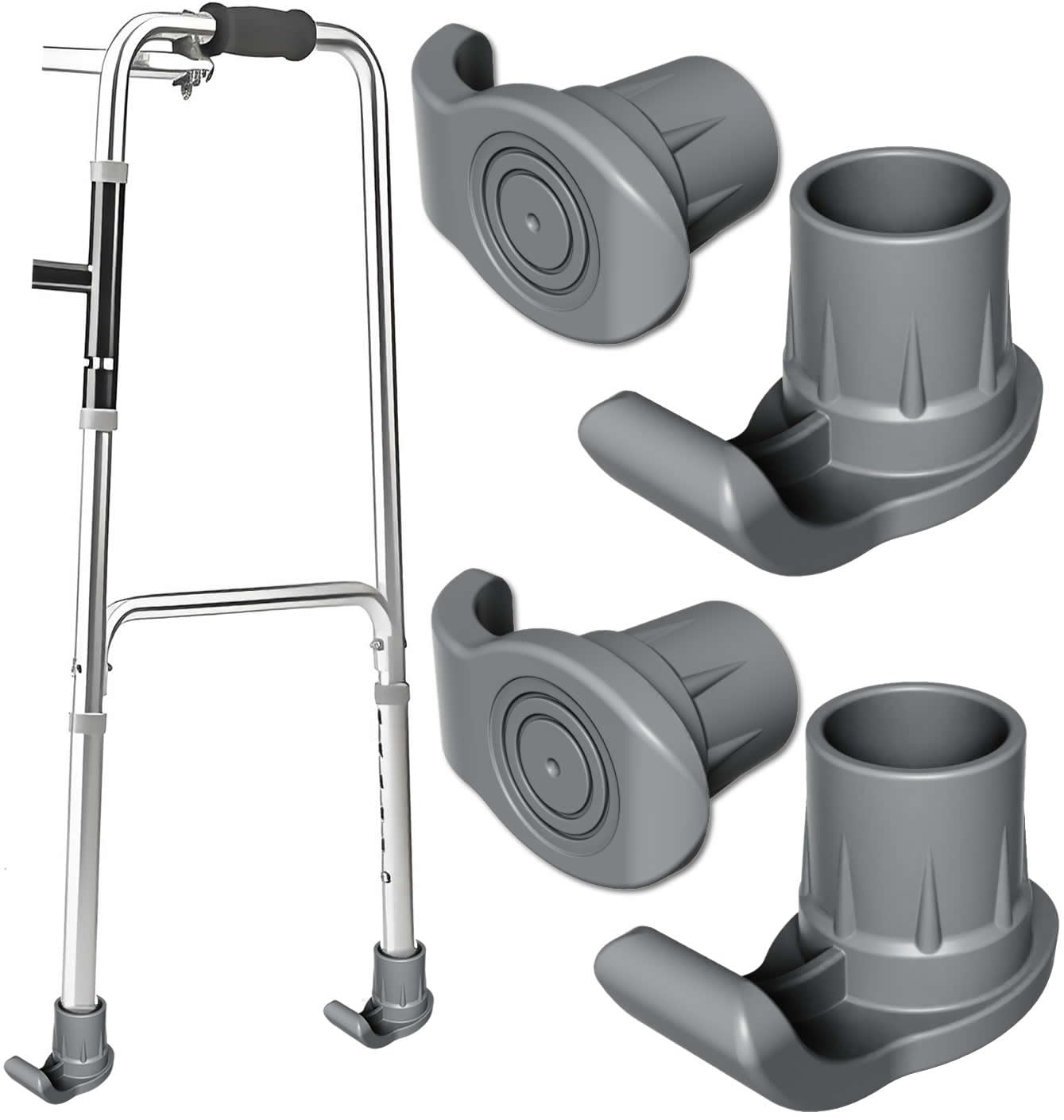 Upgraded Walker Ski Glides for Seniors - 4 Pack (1 1/8 Inch) | Folding Walker Accessories, Sliders & Gliders for Back Legs | Non-Slip Walker Feet Pads | Drive Rollator Replacement Parts | Ideal for Indoor/Outdoor Mobility Assistance & Elderly Care