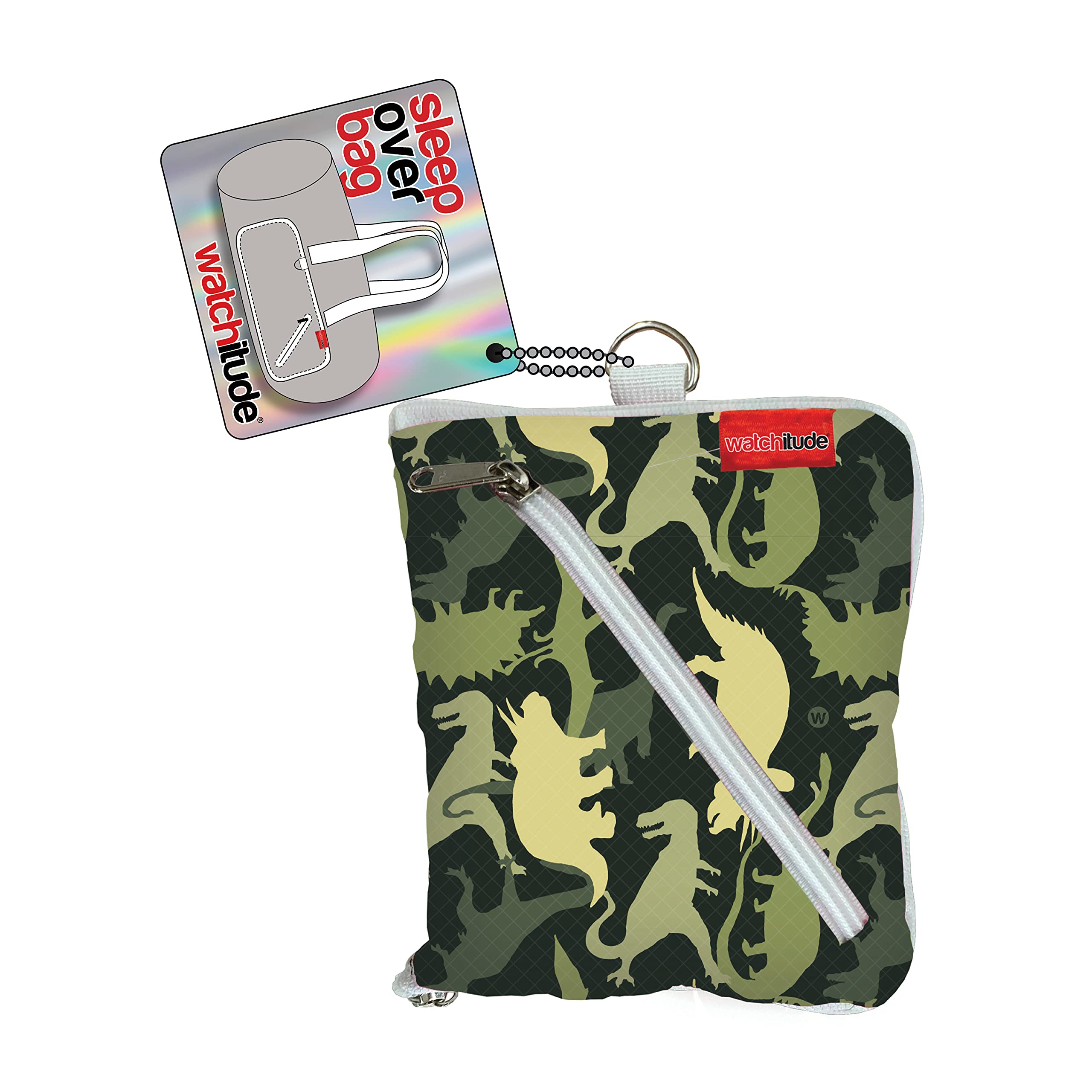 Dino Camo Kids Travel Duffle Bag - Lightweight Ripstop Nylon Sleepover & Camping Bag with YKK Zippers | Built-in Stuff Sack for Clothes & Equipment | Perfect for Sleepovers, School Trips & Outdoor Adventures
