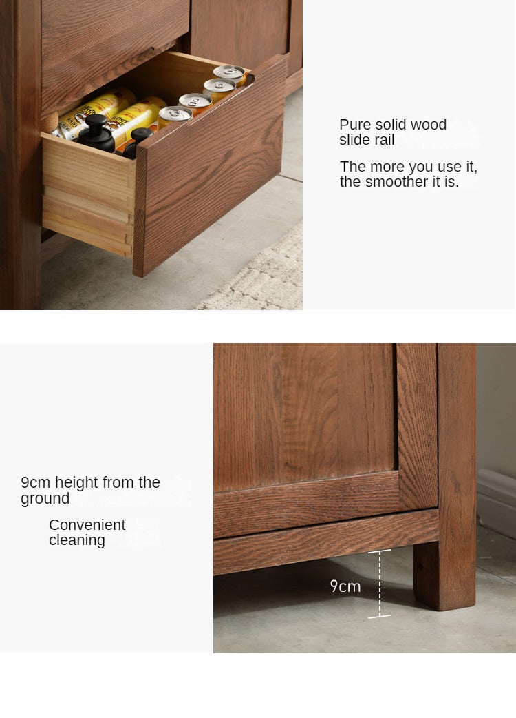 Oak Solid Wood Nordic Sideboard - Modern Scandinavian Buffet Cabinet for Dining Room & Living Room Storage