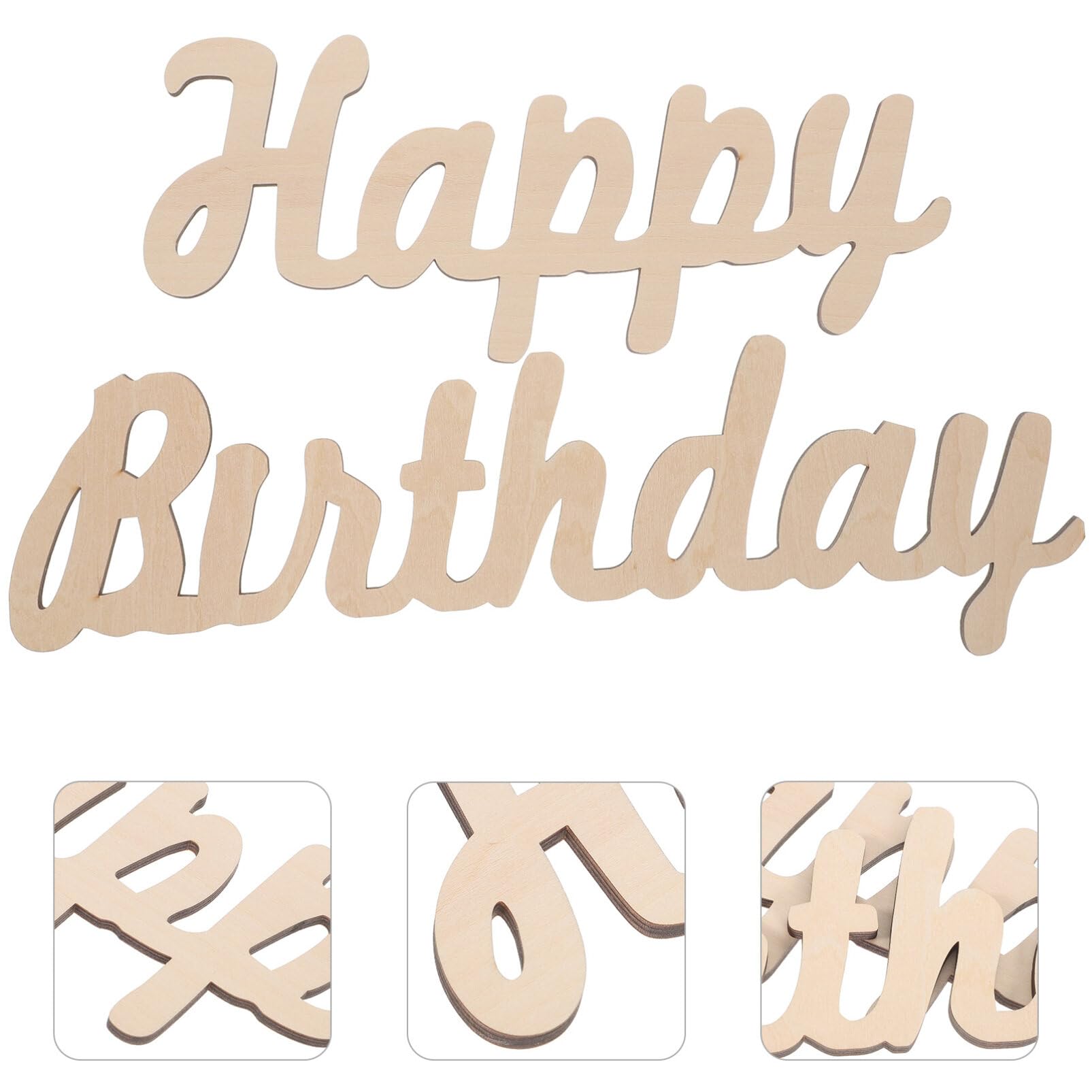 Happy Birthday Wooden Sign - Unfinished Wooden Cutout Letters Plaque for Home Decor, Wedding, Baby Shower & Party - Perfect for Wreath, Door & Wall Decoration - DIY Craft Project for Personalized Gifts
