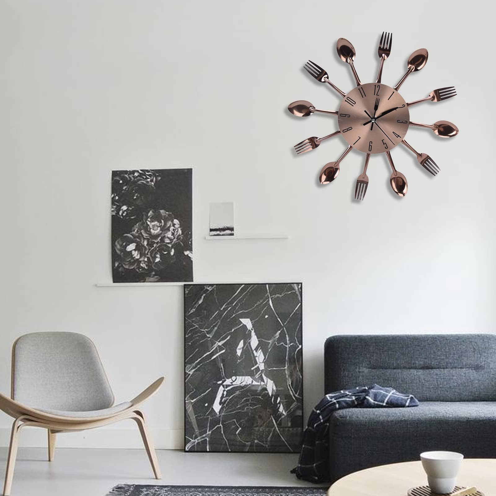 Modern 3D Mirror Surface Cutlery Wall Clock - DIY Kitchen Utensil Spoon Fork Wall Decor for Home, Living Room, and Kitchen Decoration, Perfect for Dining Area and Breakfast Nook