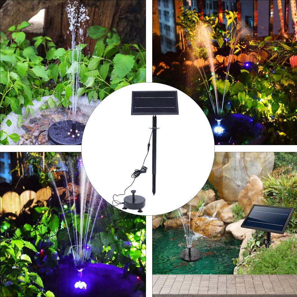 Solar Powered Floating Fountain Pump - 9V 8W Remote Control Outdoor Water Feature with LED Lights for Garden, Pond, Patio & Landscape Decoration | DIY Water Fountain Kit for Backyard, Yard & Pool Decor