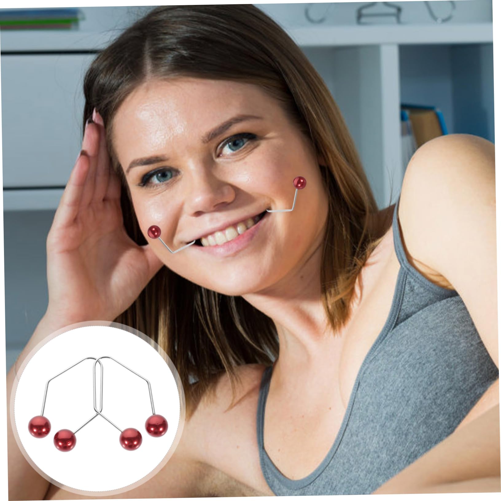2PCS Metal Dimple Maker for Facial Exercise - Adjustable Dimple Trainer for Cheek Enhancement | Comfortable & Stylish Face Shaper for Daily Beauty Routine & Selfie Prep