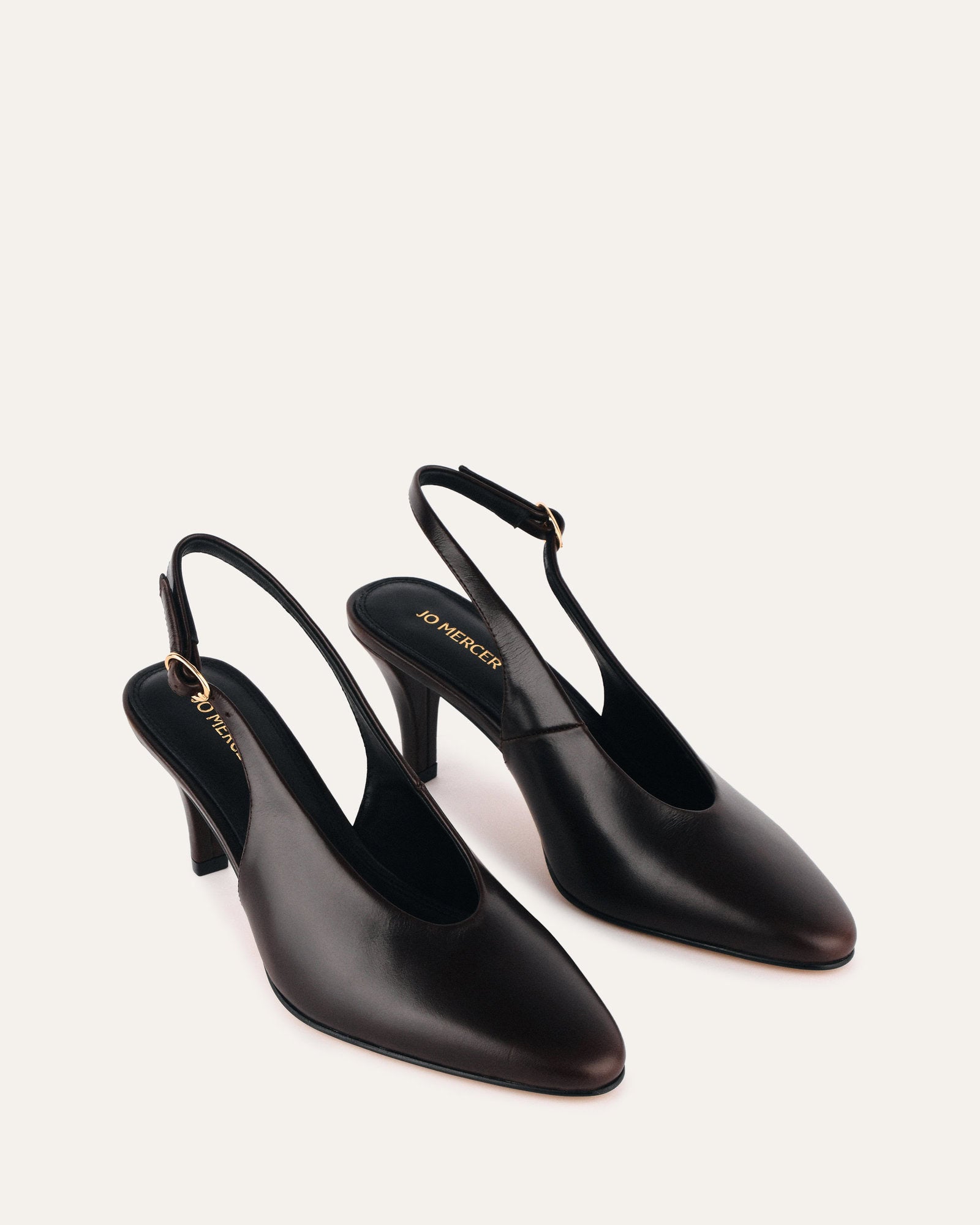 Justine Women's Mid Heel Shoes - Espresso Brown Genuine Leather Pumps for Office, Party & Special Occasions