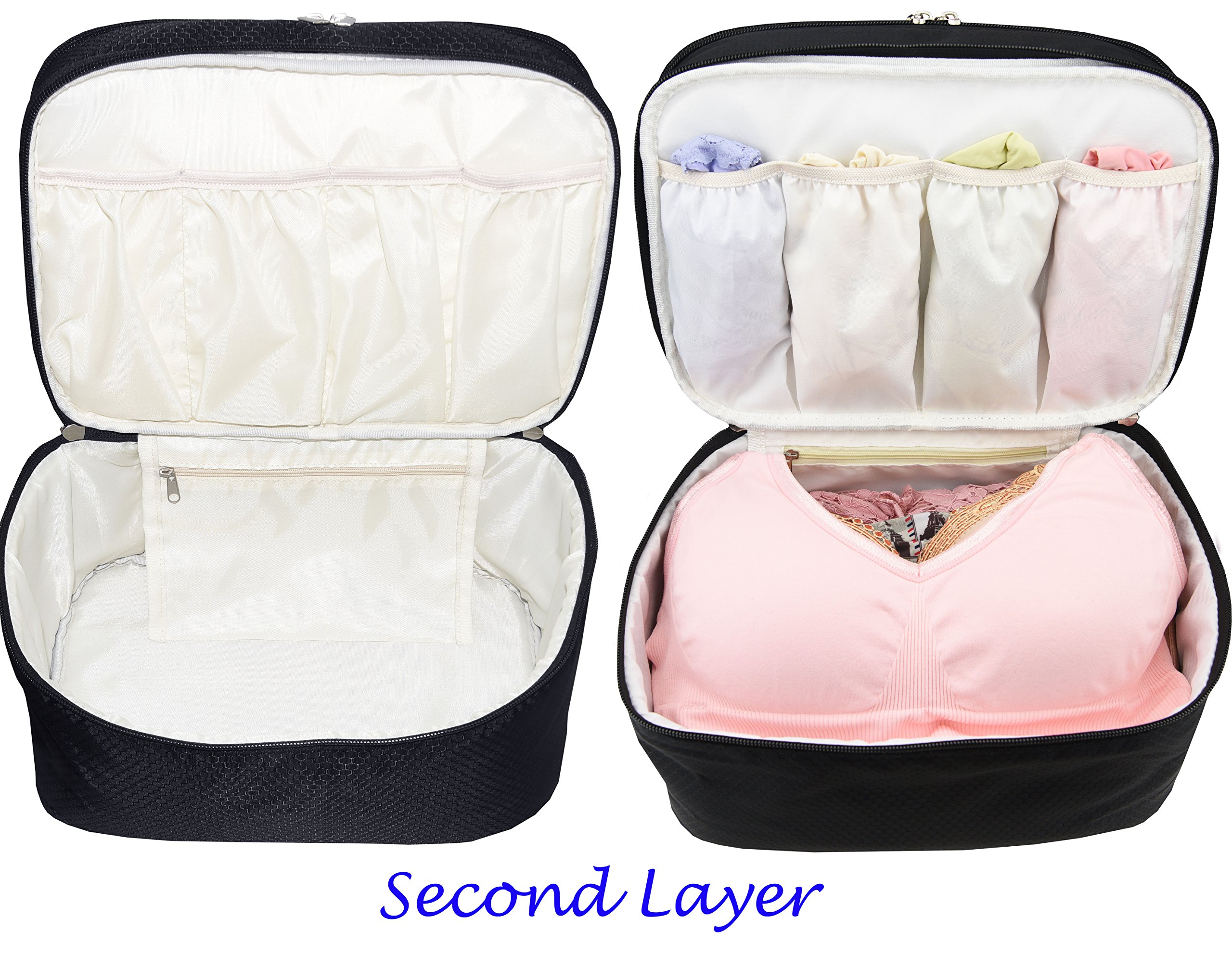 Large Travel Organizer Underwear Bag - Double Layer Packing Storage for Bras, Socks, Underwear & Toiletries | Perfect for Vacation, Business Trips & Gym Essentials