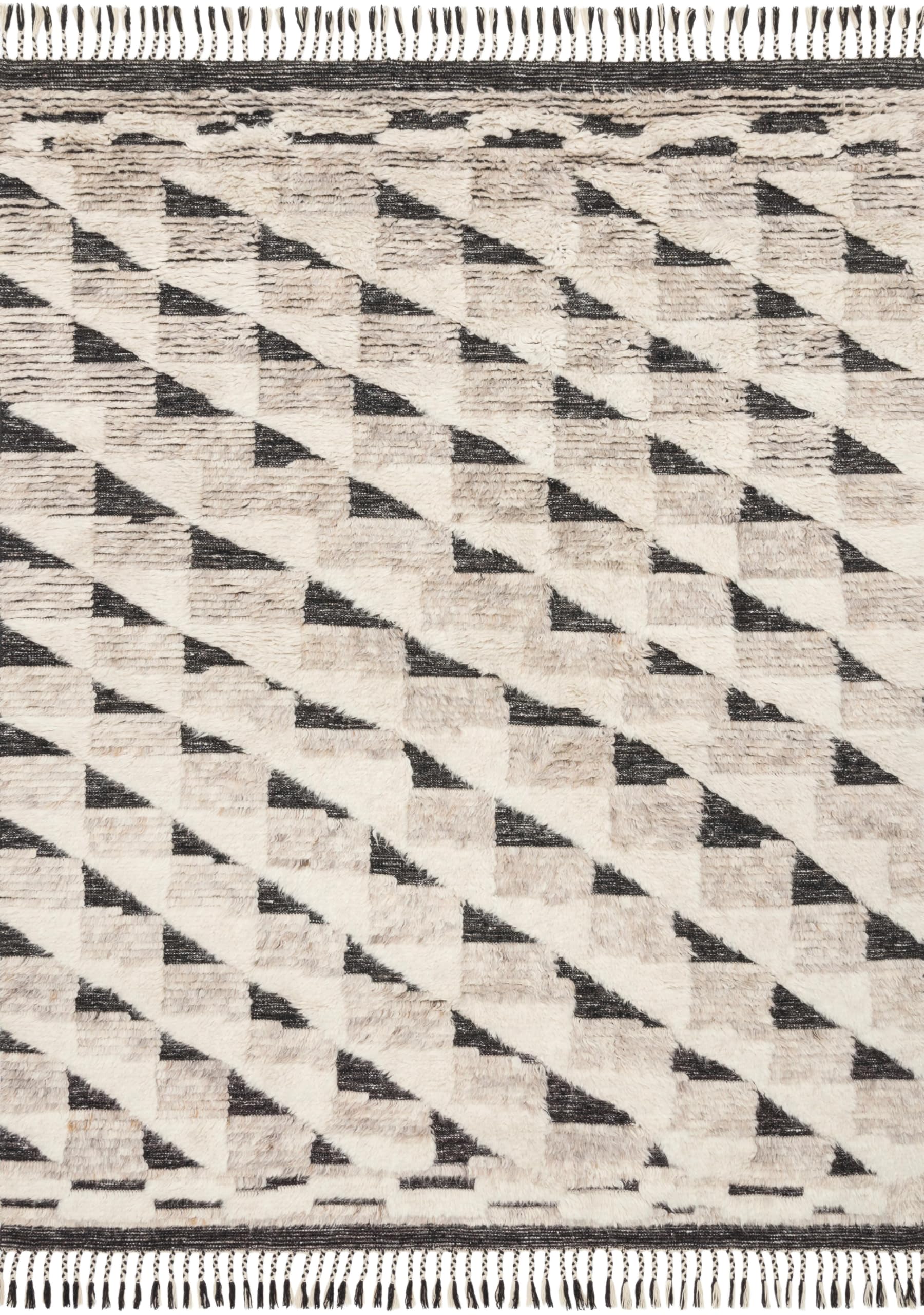 Loloi Khalid Natural/Black 4' x 6' Accent Rug - Soft Bohemian Area Rug for Living Room, Bedroom & Home Decor