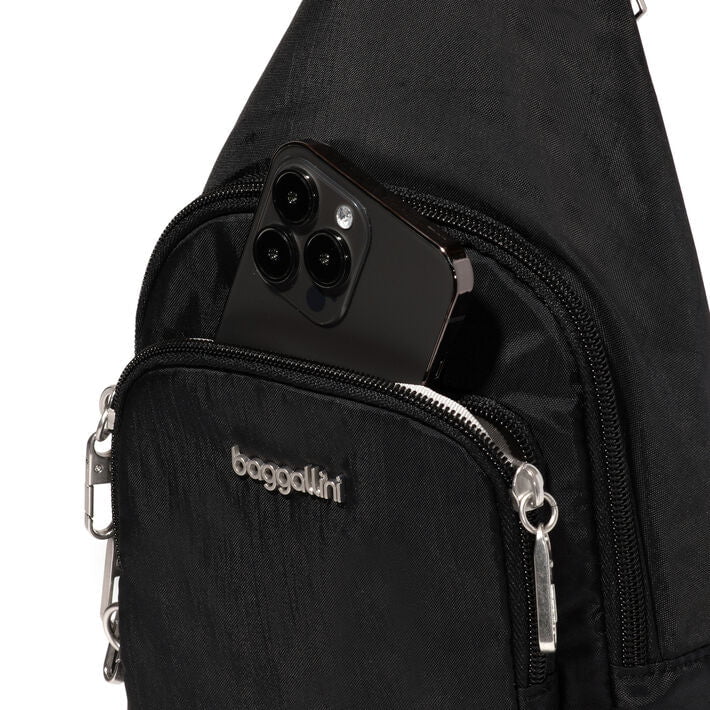 Baggallini Securtex Anti-Theft Crossbody Sling Bag for Women - RFID Blocking, Lightweight & Secure Travel Purse - Perfect for Day Trips, Commuting, and Shopping