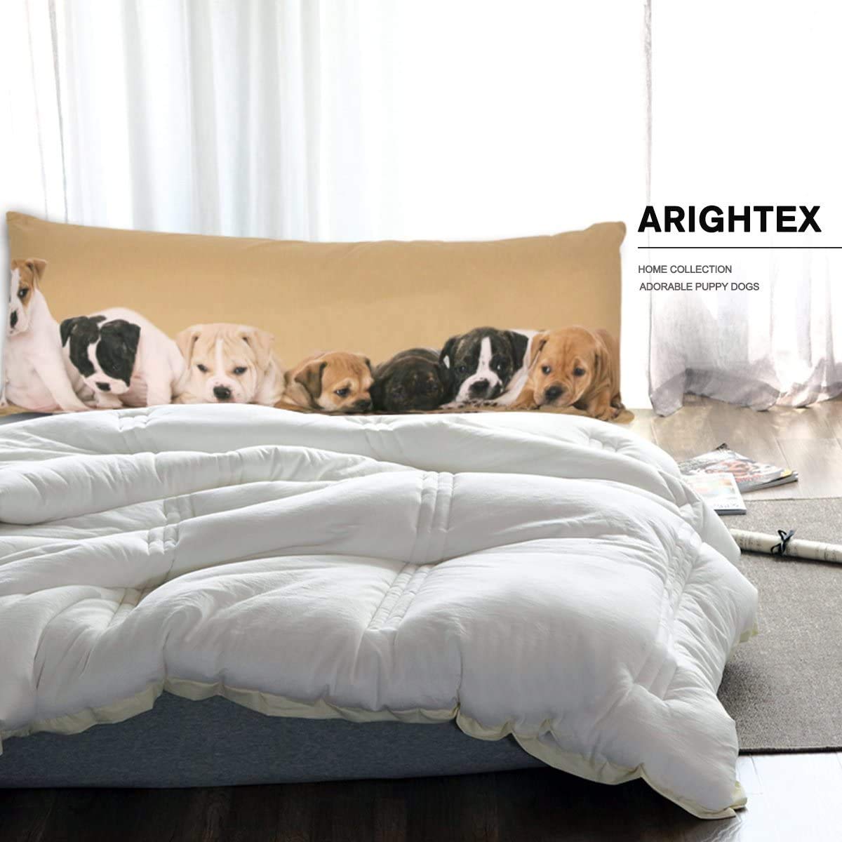 Bulldog Puppy Pregnancy Body Pillow Cover - Soft Brown Dog Themed Pillowcase 20x54 Inches - Perfect for Pet Lovers, Maternity Support & Home Decor