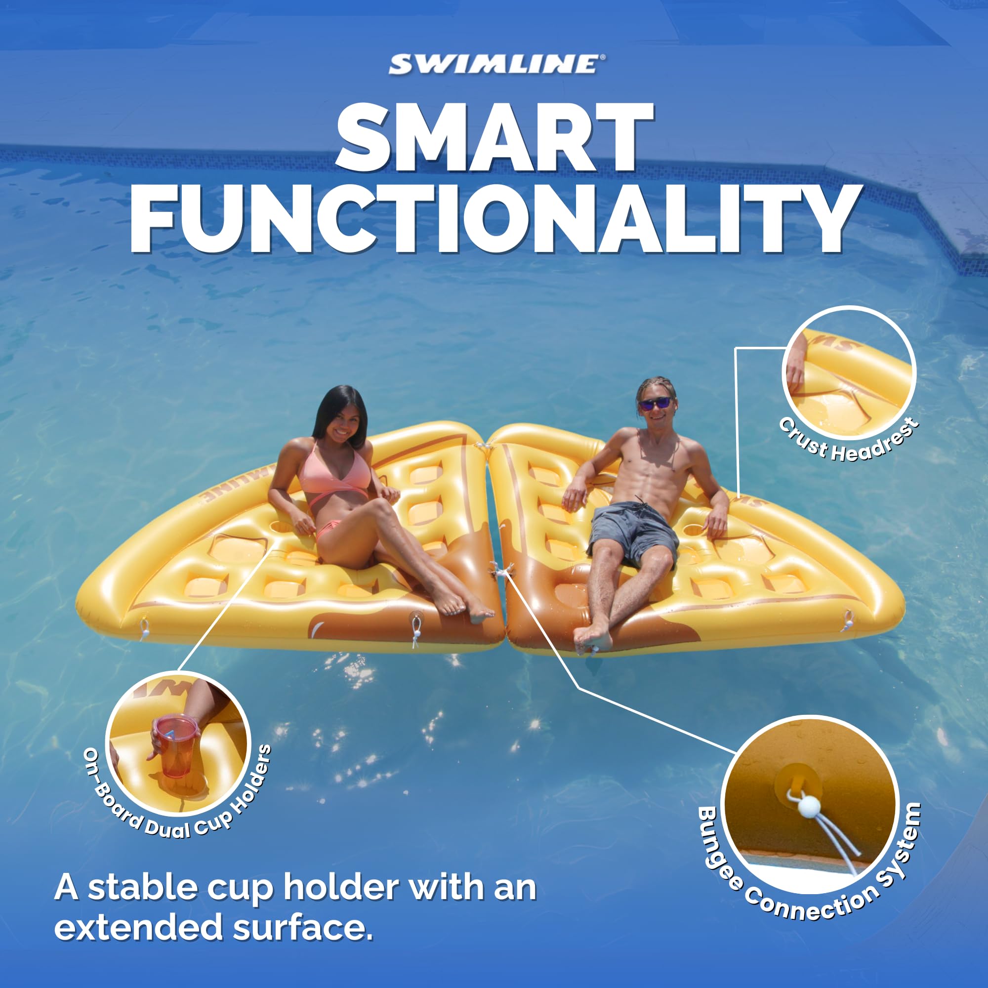 Inflatable Waffle Pool Lounge Float - Brown One Size - Comfortable Pool Float for Relaxing, Sunbathing & Lounging in Swimming Pools, Lakes or Beaches
