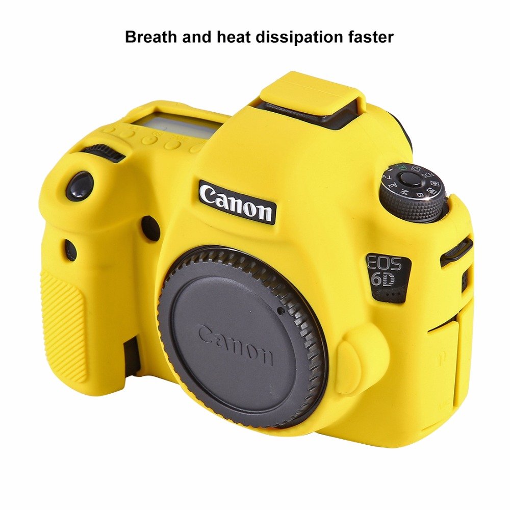 Professional Waterproof Silicone Camera Case for Canon EOS 6D DSLR - Shockproof Protective Cover with Non-Slip Grip (Yellow) - Perfect for Outdoor Photography, Travel & Adventure Shooting