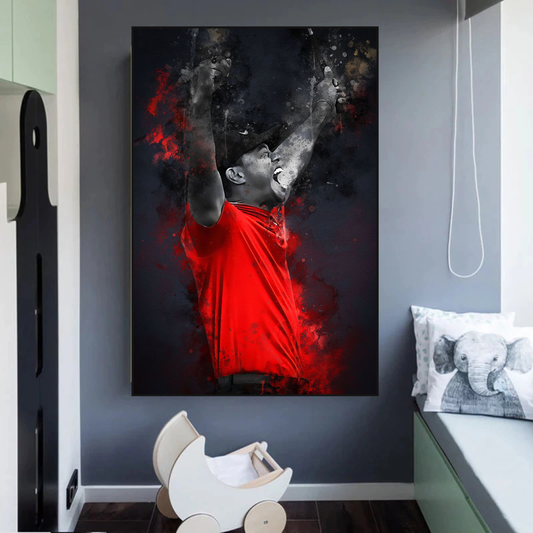 Tiger Woods Canvas Wall Art - Premium Golf Decor for Home & Office - Inspiring Sports Memorabilia for Fans & Collectors
