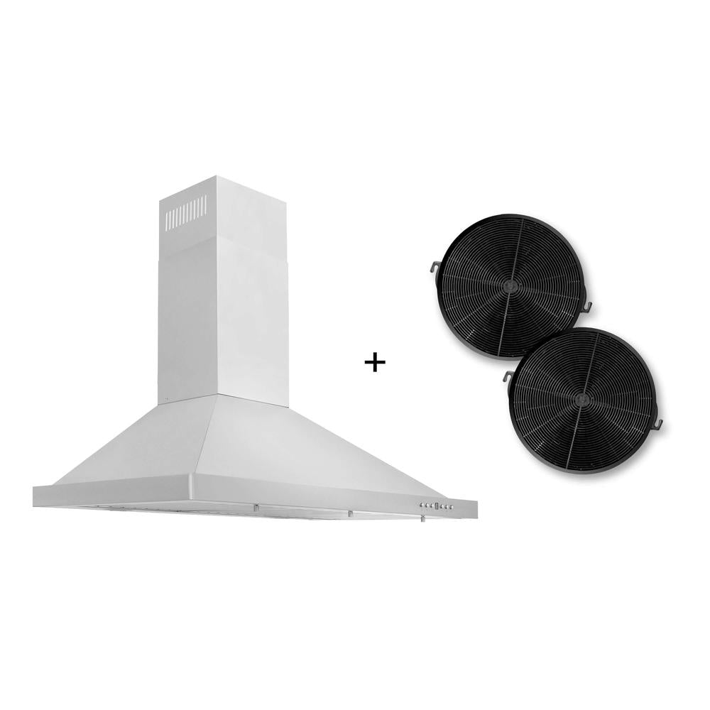 ZLINE 36 Inch Stainless Steel Wall Mount Range Hood with Charcoal Filters - Recirculating Kitchen Vent Hood for Smoke and Odor Removal (KB CF 36) - Perfect for Modern Kitchens and Open Concept Homes