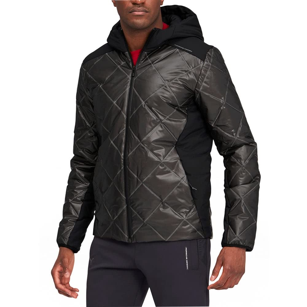 PUMA Men's Porsche Design Padded Jacket - Lightweight Athletic Outerwear for Running & Casual Wear - Water-Resistant Winter Coat for Outdoor Activities (Black)
